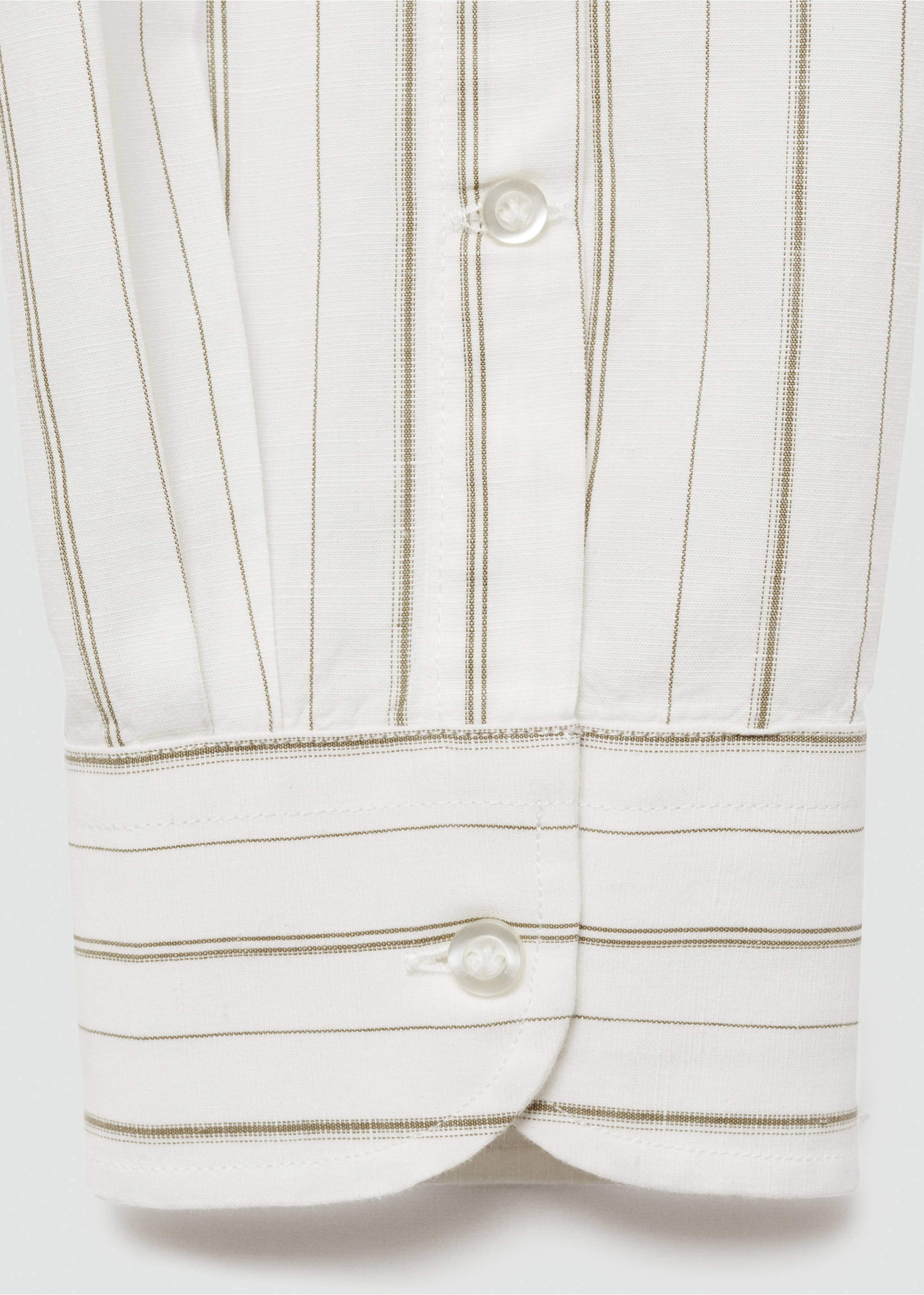 Regular-fit striped cotton-linen shirt - Details of the article 0, Khaki. Ref: 77022538-00.