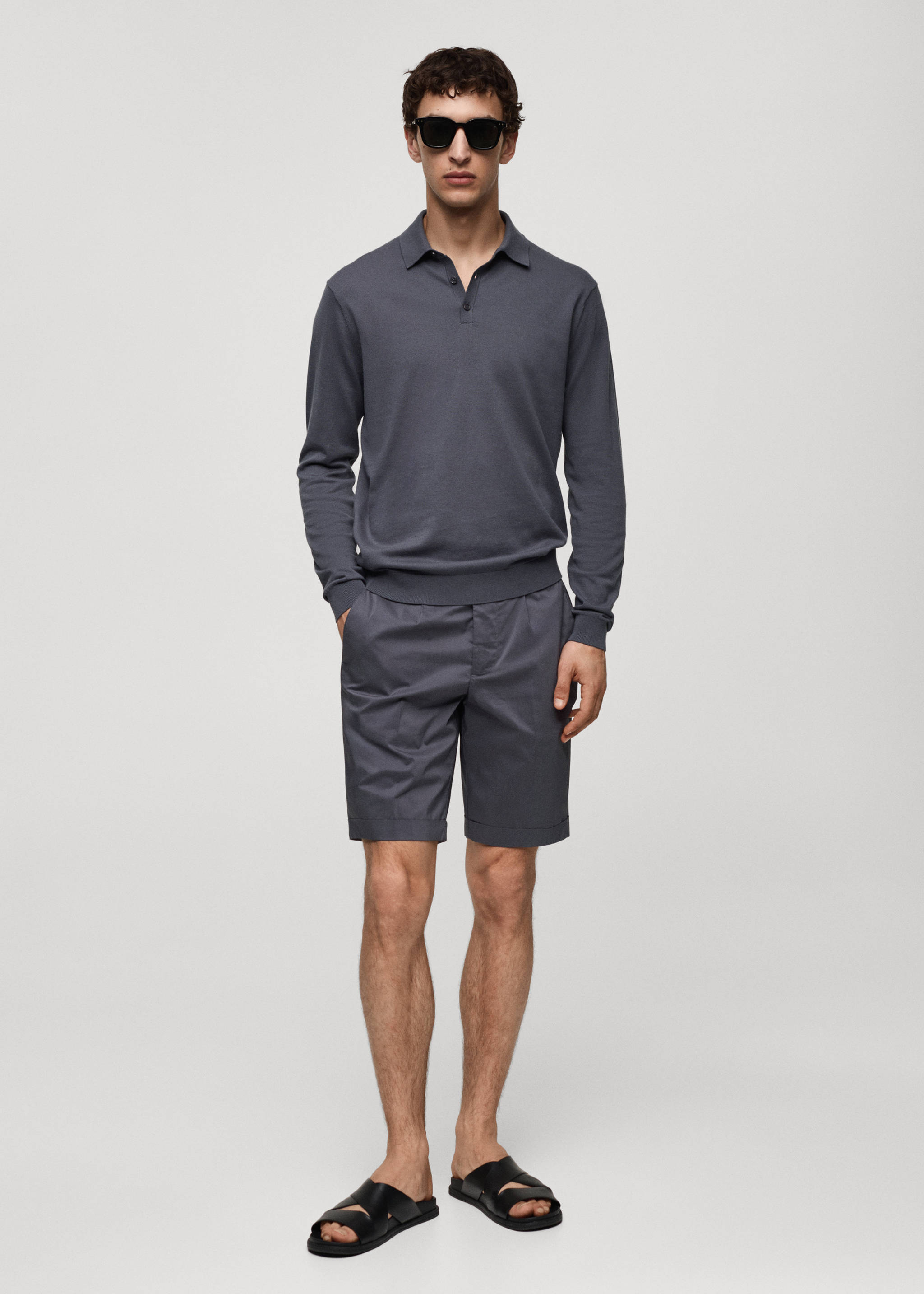 100% cotton knitted polo shirt - General plane