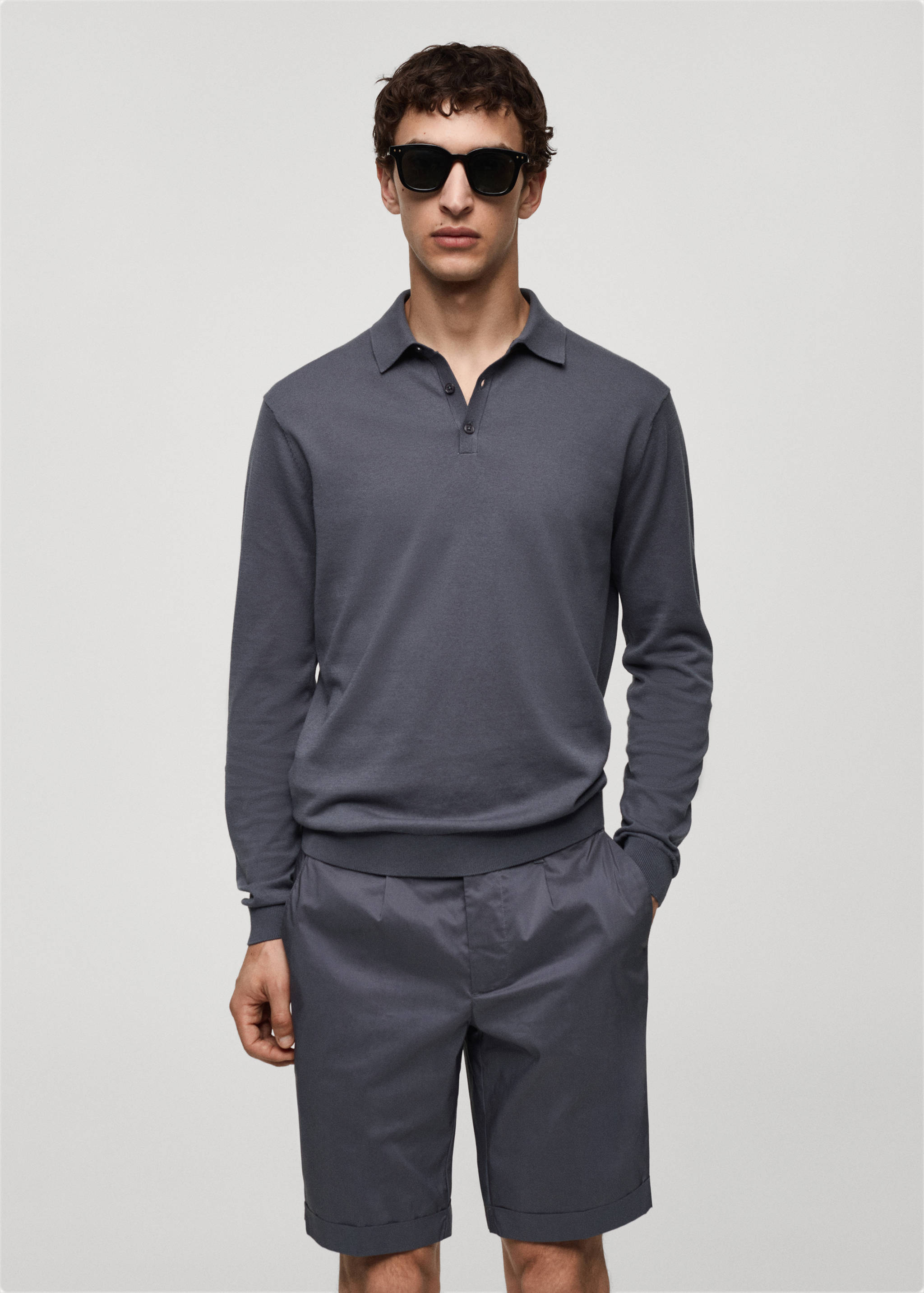 100% cotton knitted polo shirt - Medium plane