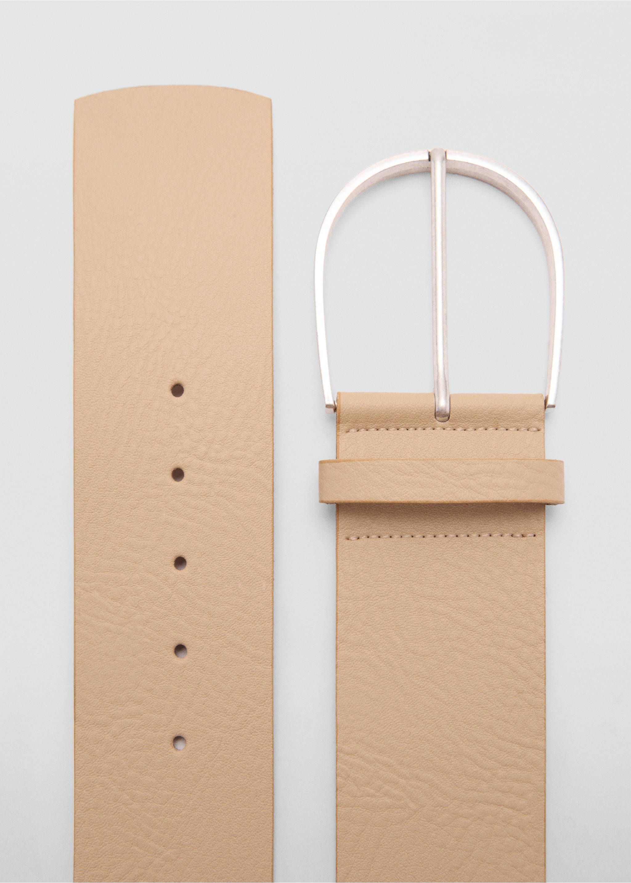 Wide leather belt - Medium plane, Sand. Ref: 77022543-00.
