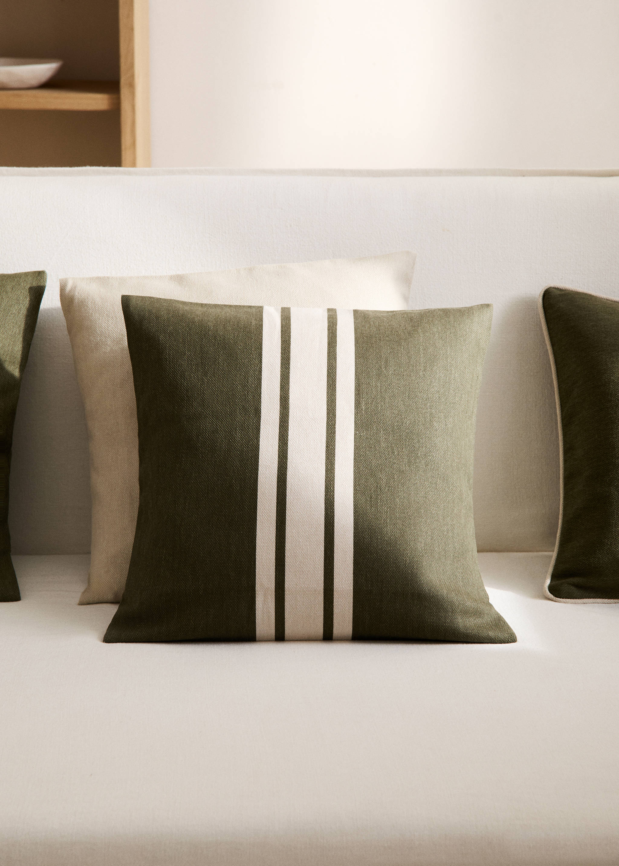Double-stripe cotton cushion cover 45x45cm - General plane