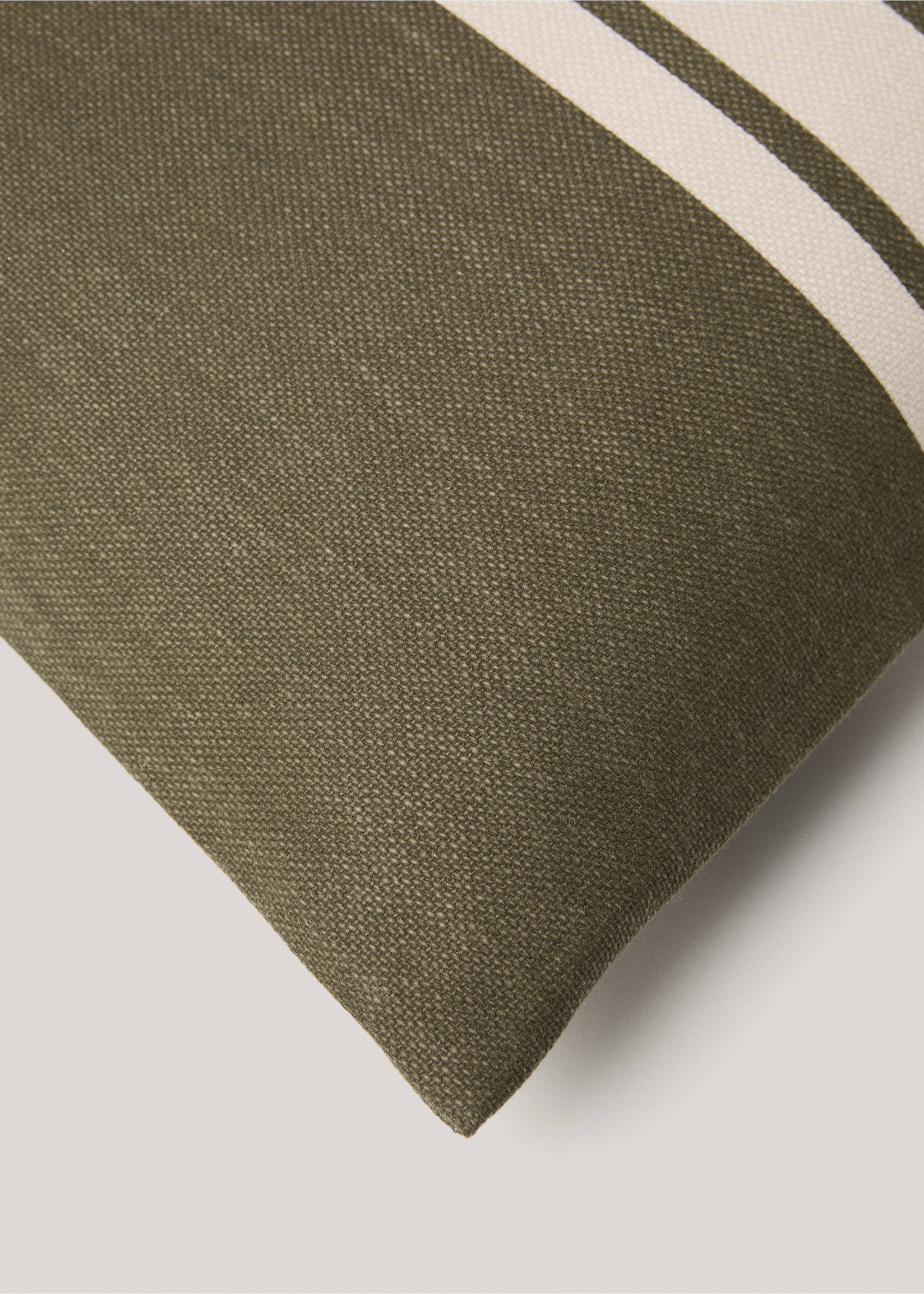 Double-stripe cotton cushion cover 45x45cm - Details of the article 3, Green. Ref: 77022547-00.