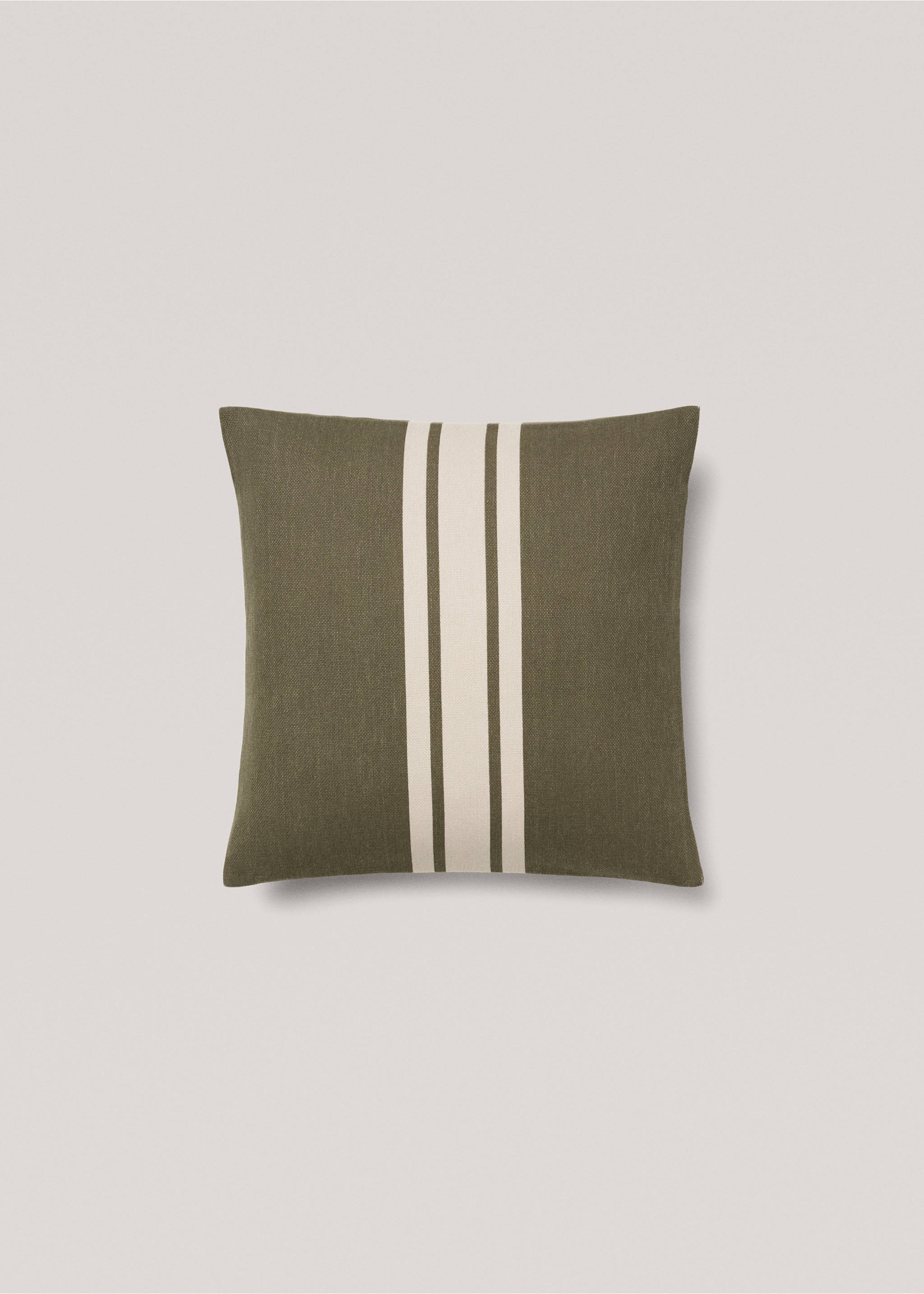Double-stripe cotton cushion cover 45x45cm - Article without model, Green. Ref: 77022547-00.
