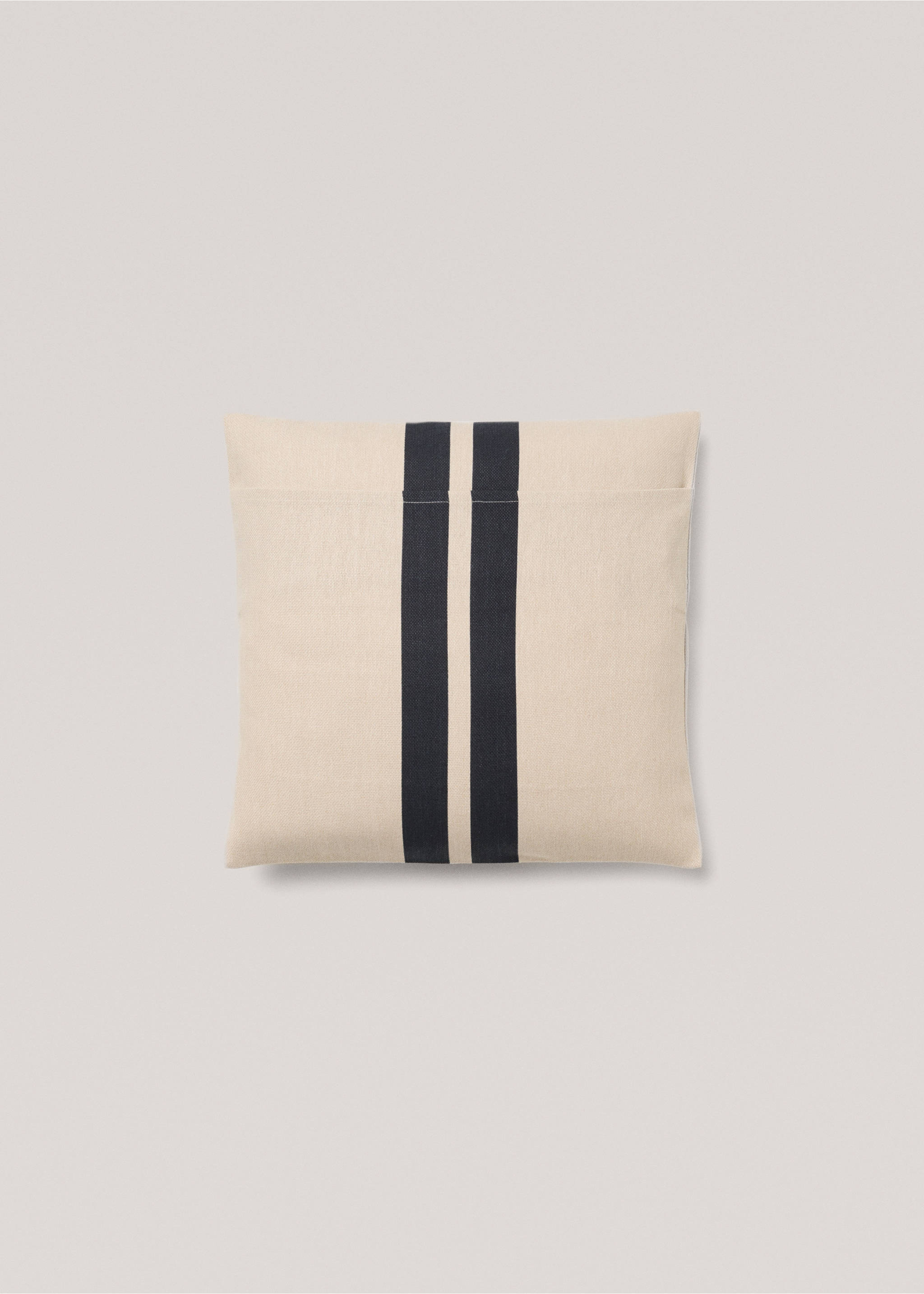 Double-stripe cotton cushion cover 45x45cm - Details of the article 1, Night Blue. Ref: 77022547-00.