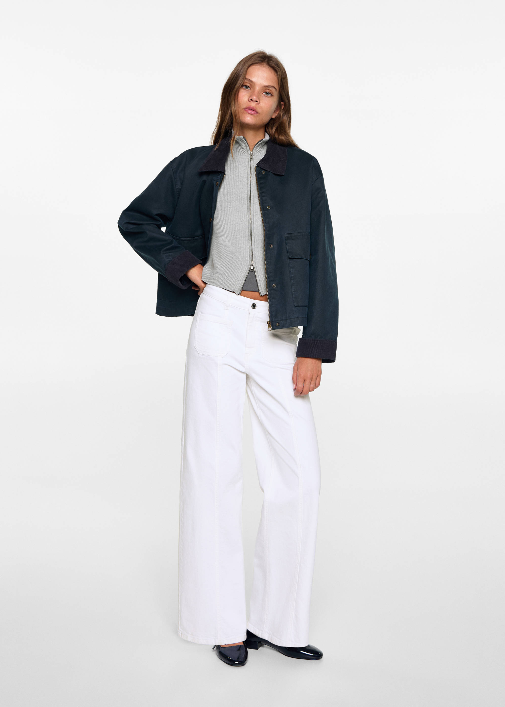 Wide-leg jeans with decorative seams - General plane