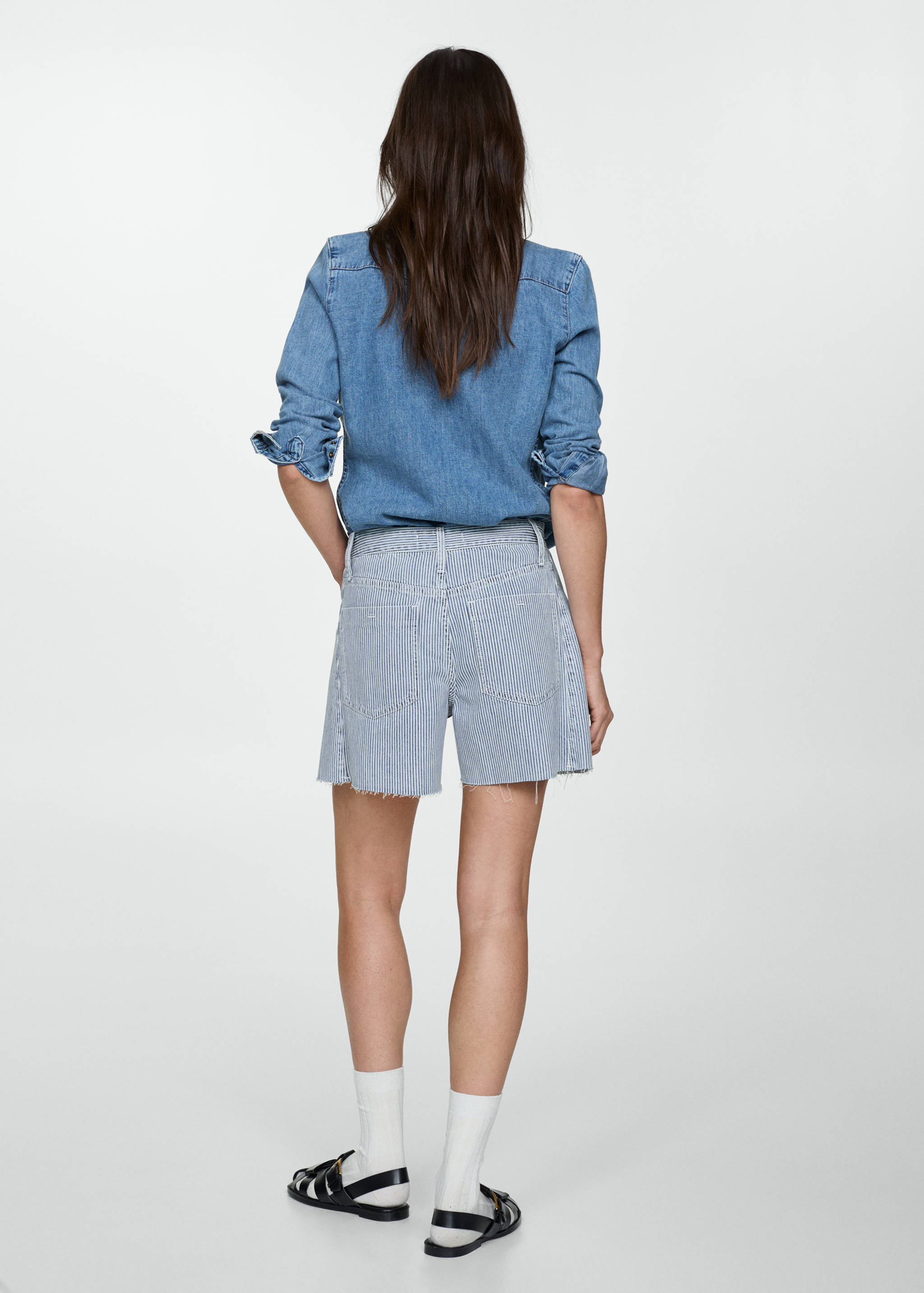 Stripe-print denim shorts - Reverse of the article