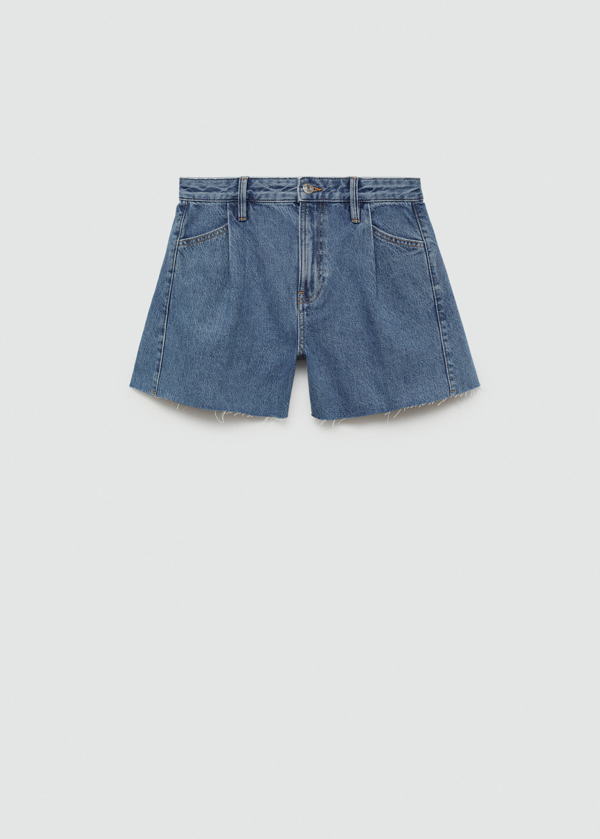 Denim shorts with frayed hem - Article without model