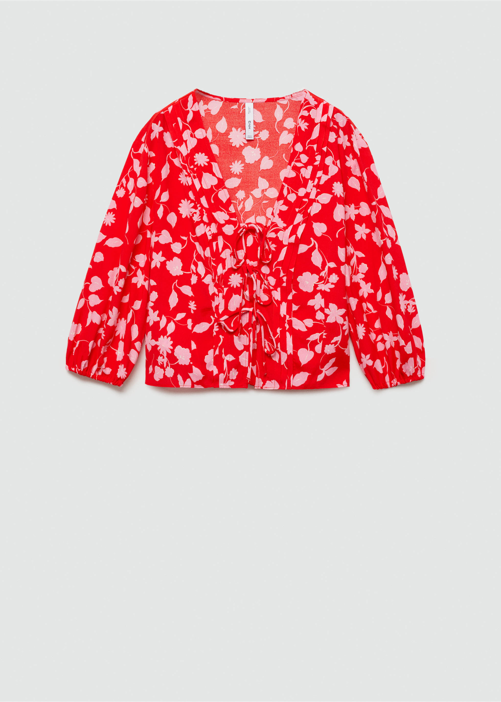 Bow printed blouse - Article without model, Red. Ref: 77022917-00.