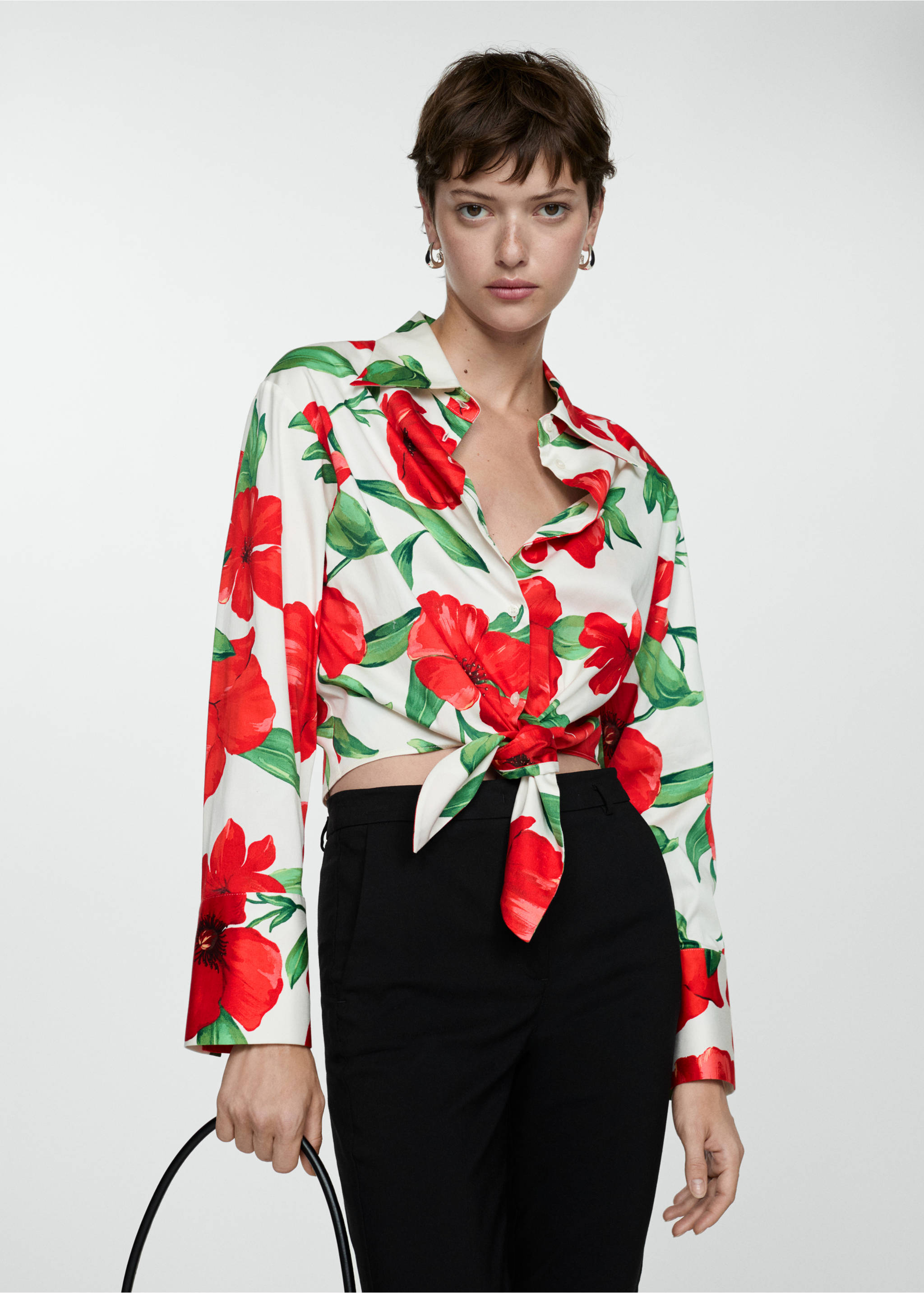Bow printed shirt - Medium plane, Red. Ref: 77022918-00.