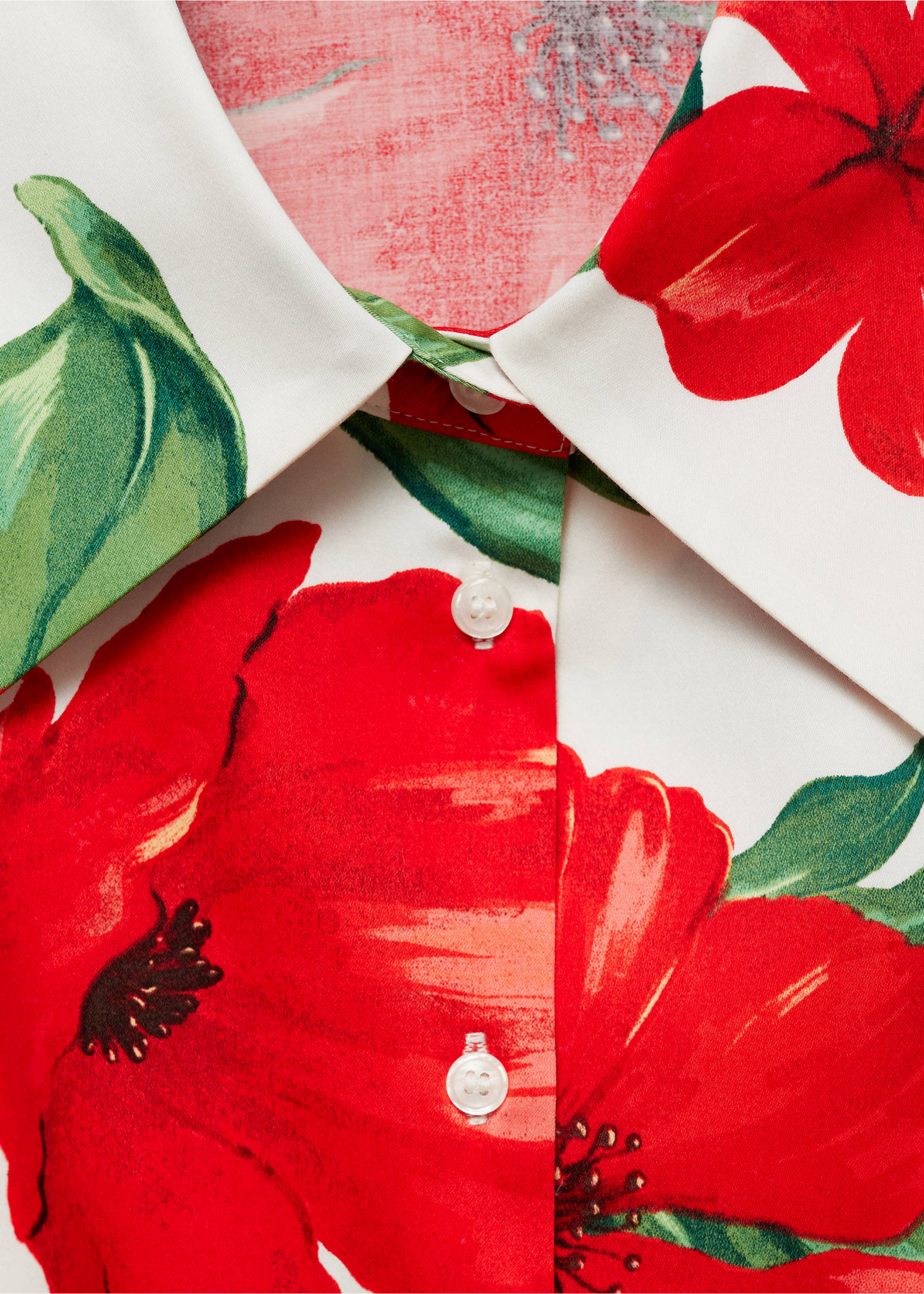 Bow printed shirt - Details of the article 8, Red. Ref: 77022918-00.