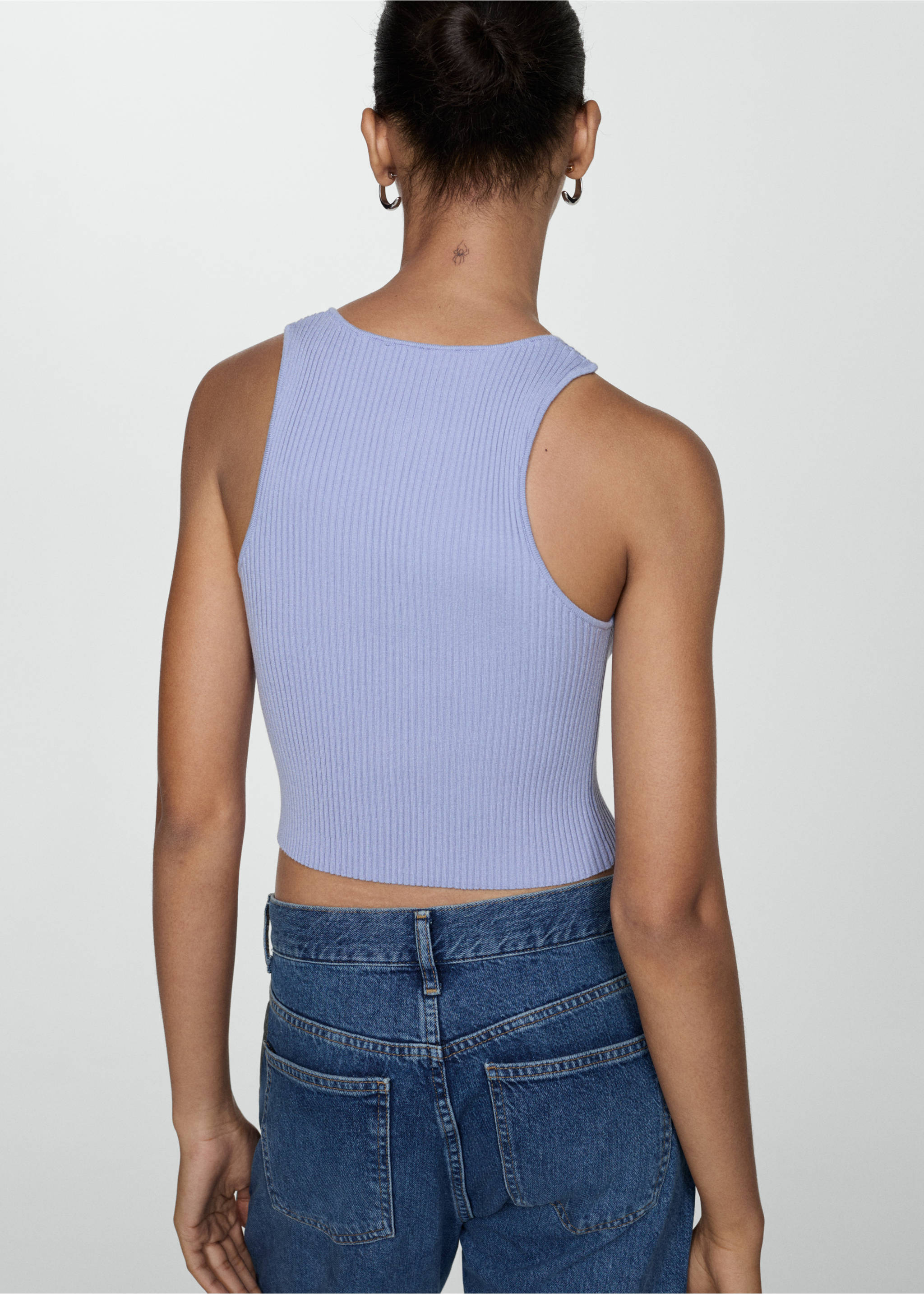 Bow knit top - Reverse of the article, Sky Blue. Ref: 77022920-00.