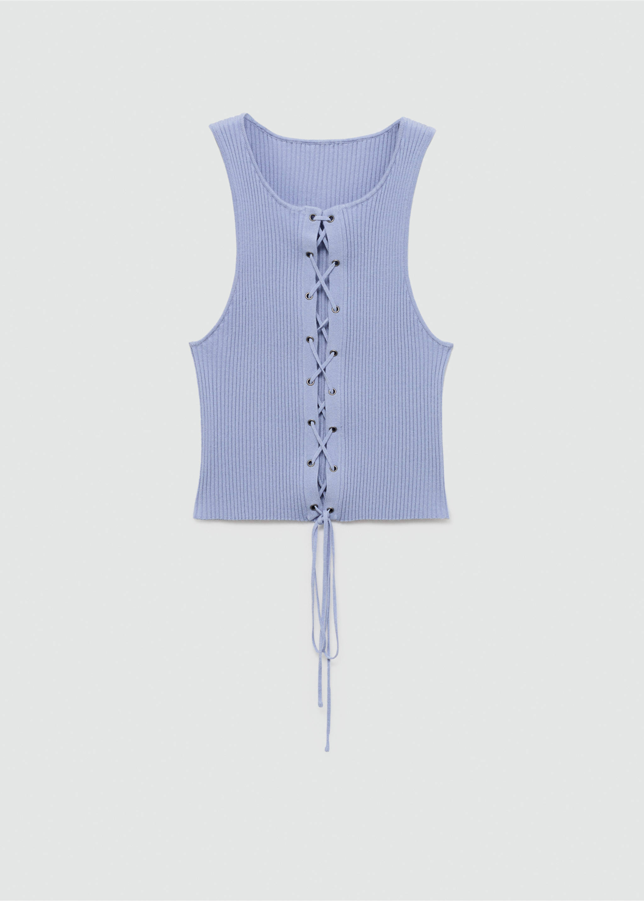 Bow knit top - Article without model, Sky Blue. Ref: 77022920-00.