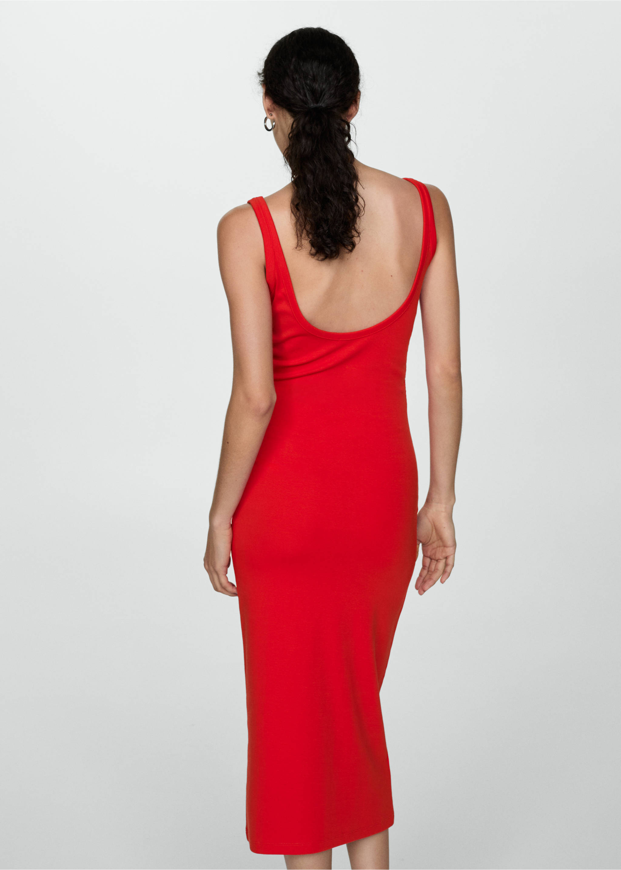 Midi-dress with straps - Reverse of the article, Red. Ref: 77022921-00.