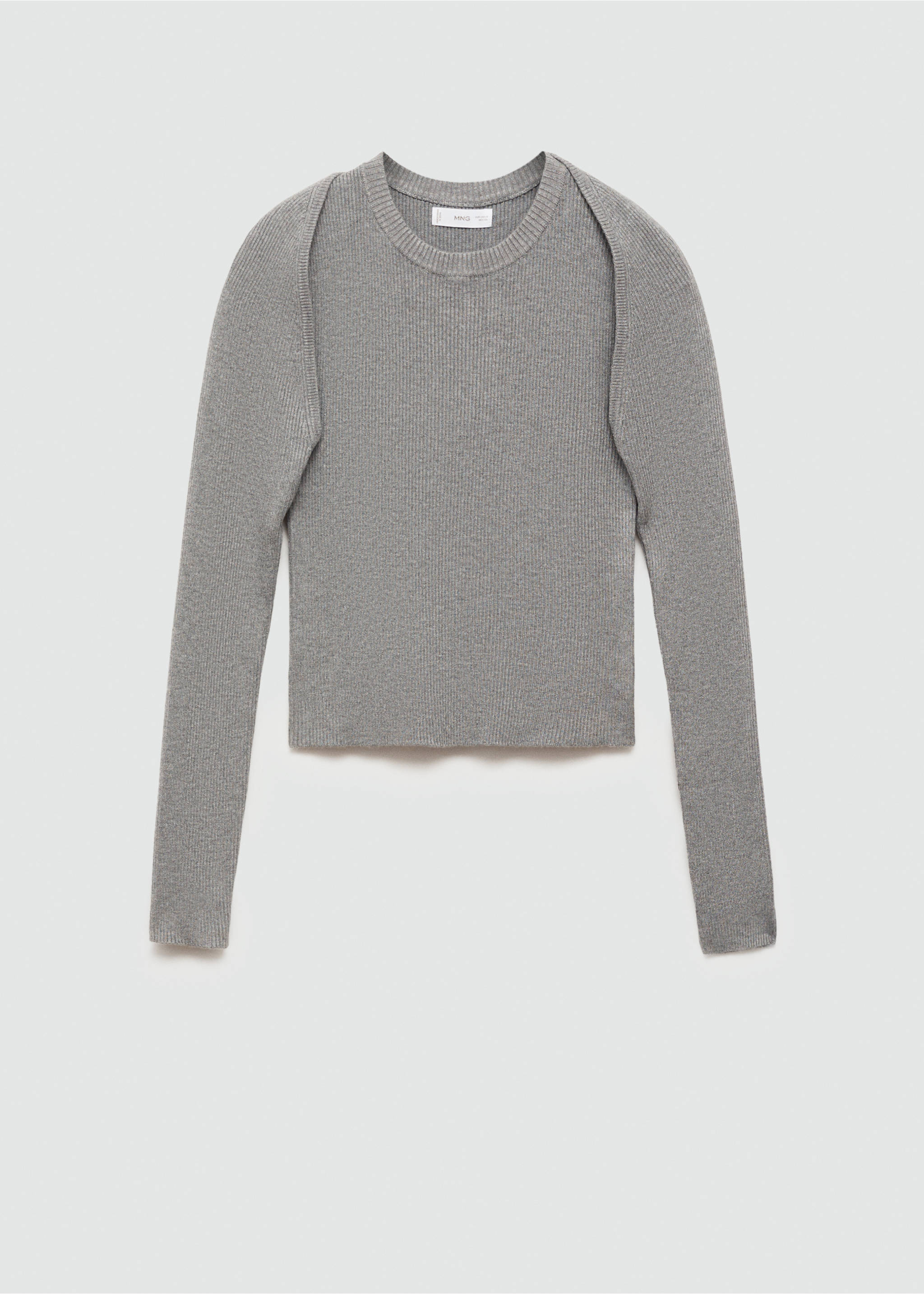 Pull-over maille côtelée manchons - Article sans modèle, Gris. Ref: 77022934-00.