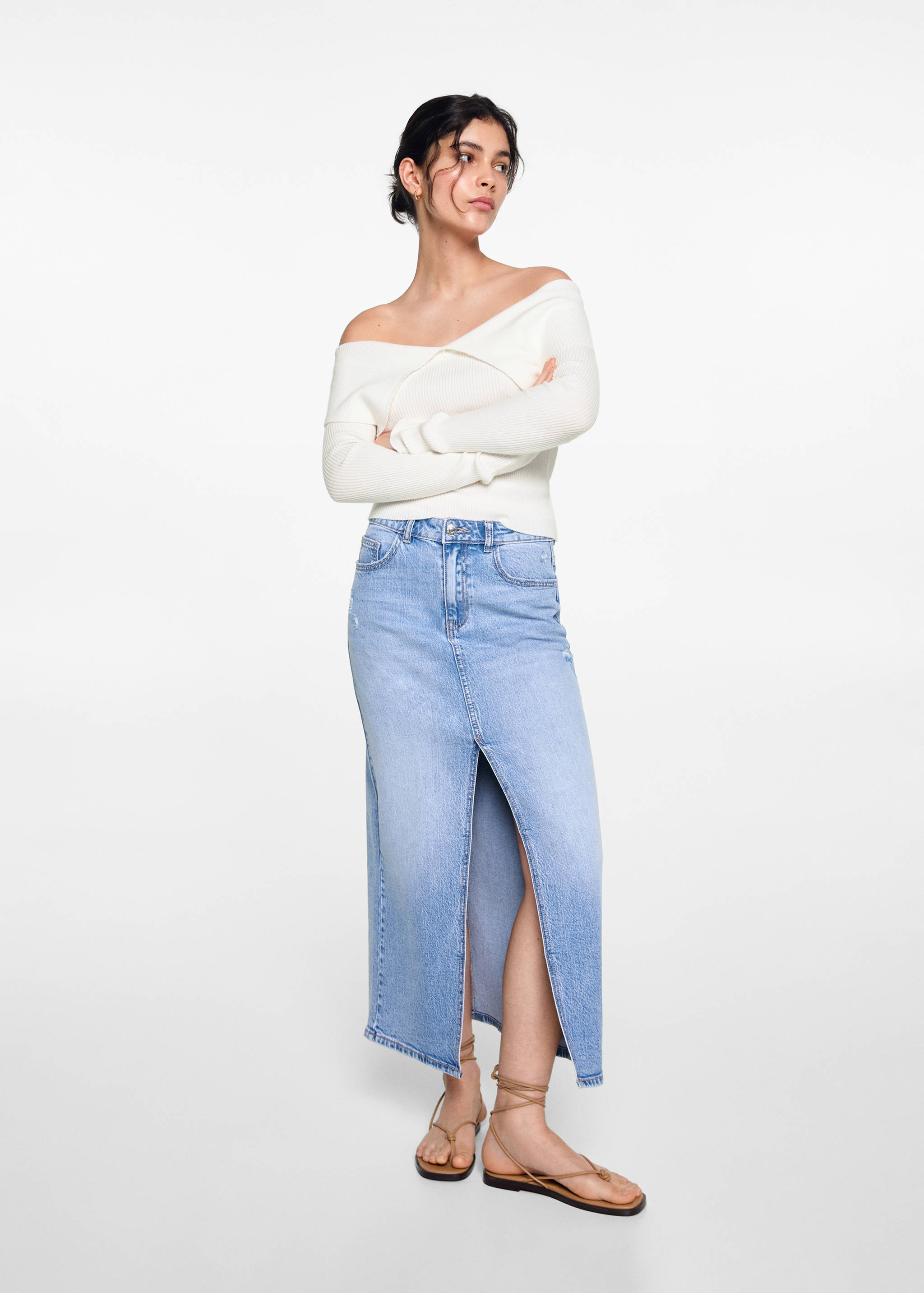 Stickade tröja bara axlar - Allmän bild