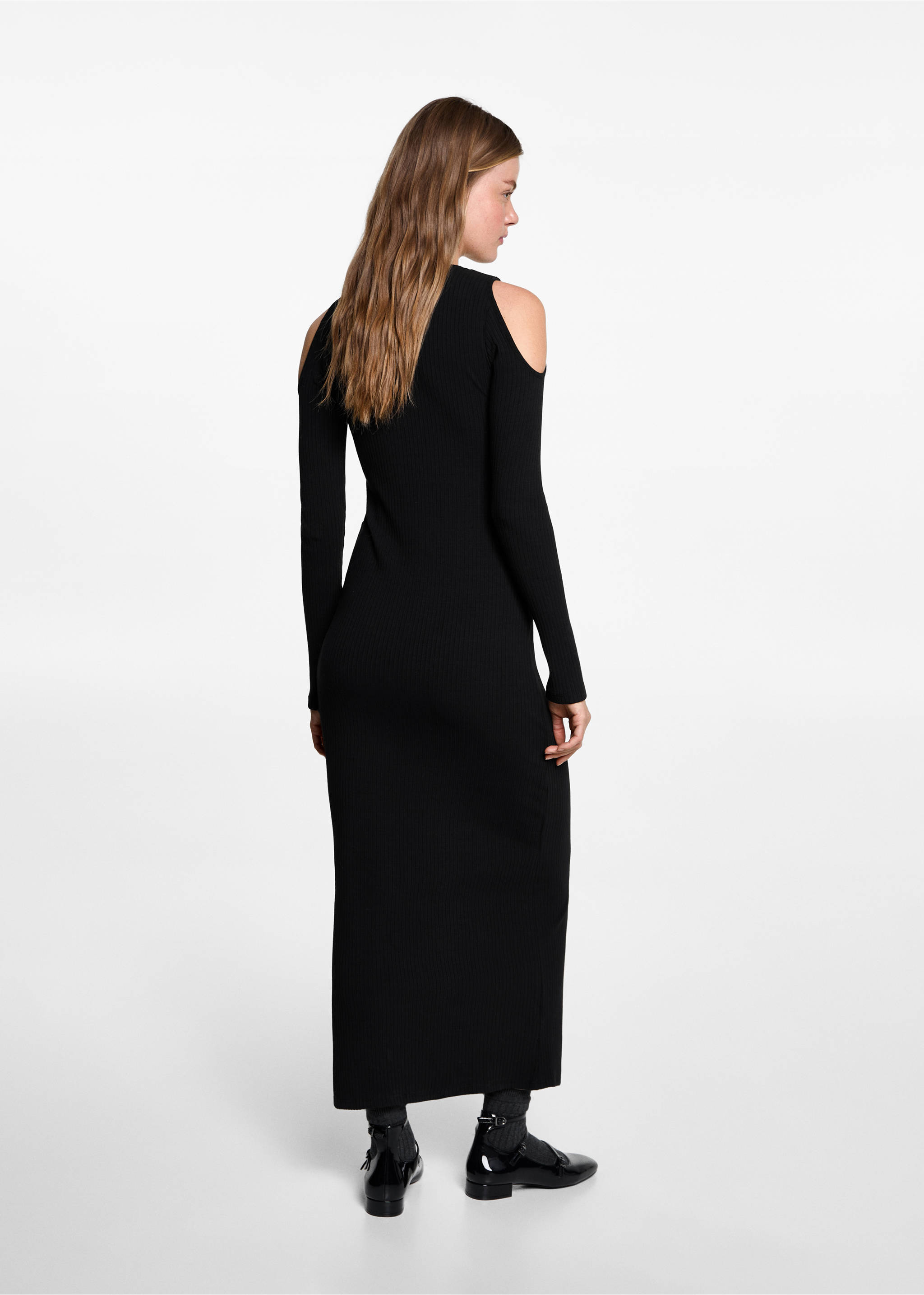 Side slit long dress - Reverse of the article, Black. Ref: 77022937-00.