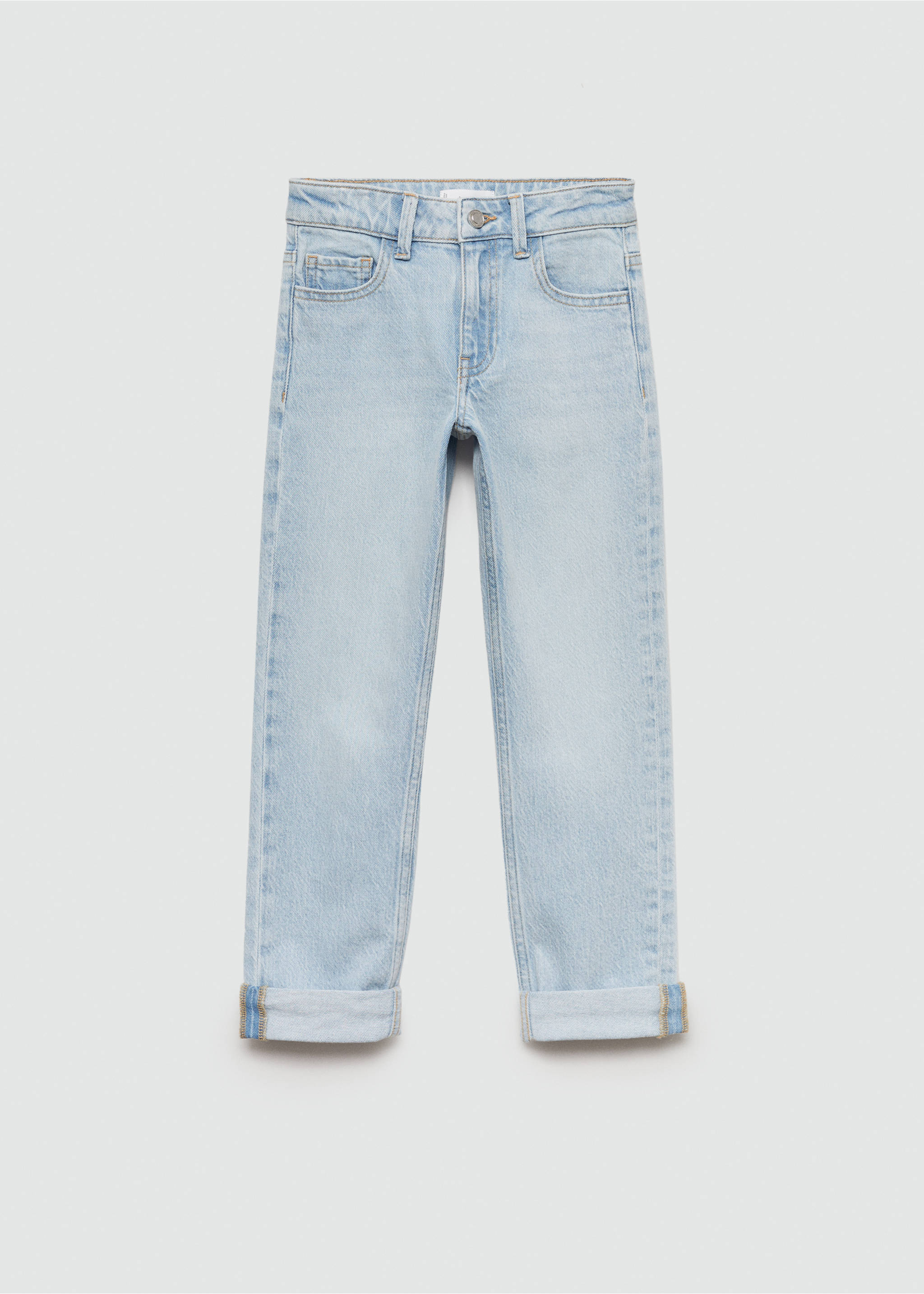 Rovné džíny s ohrnutým lemem - Zboží bez modelu, Světle modrá. Ref: 77023260-00.