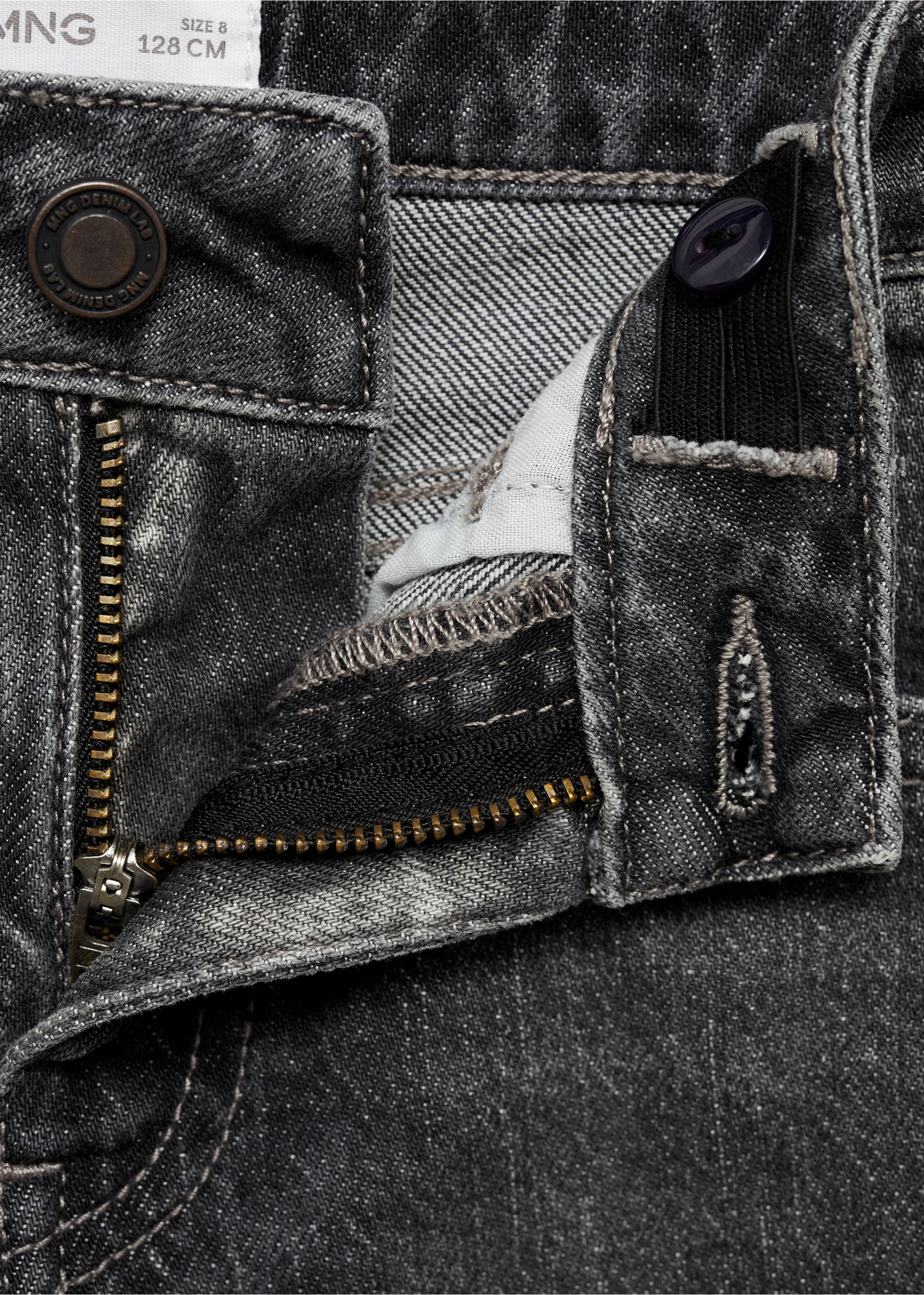 Straight jeans with turn-up - Details of the article 8, Denim Grey. Ref: 77023260-00.
