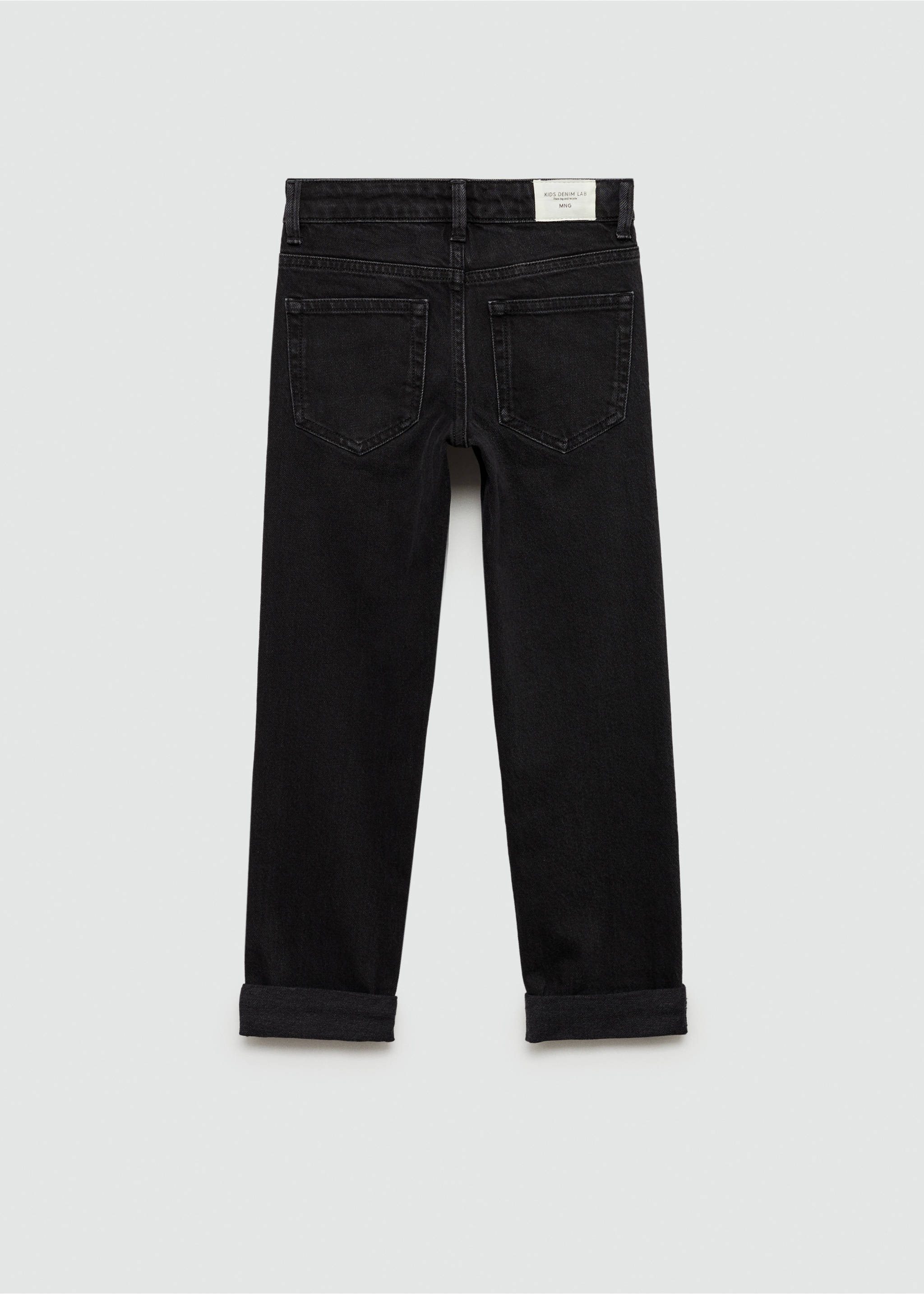Straight jeans with turn-up - Reverse of the article, Black denim. Ref: 77023260-00.