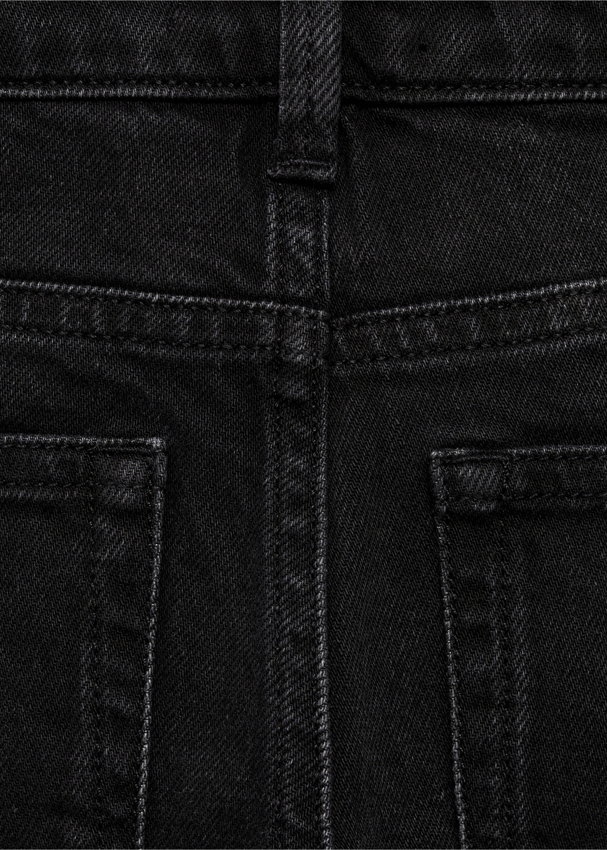 Straight jeans with turn-up - Details of the article 0, Black denim. Ref: 77023260-00.