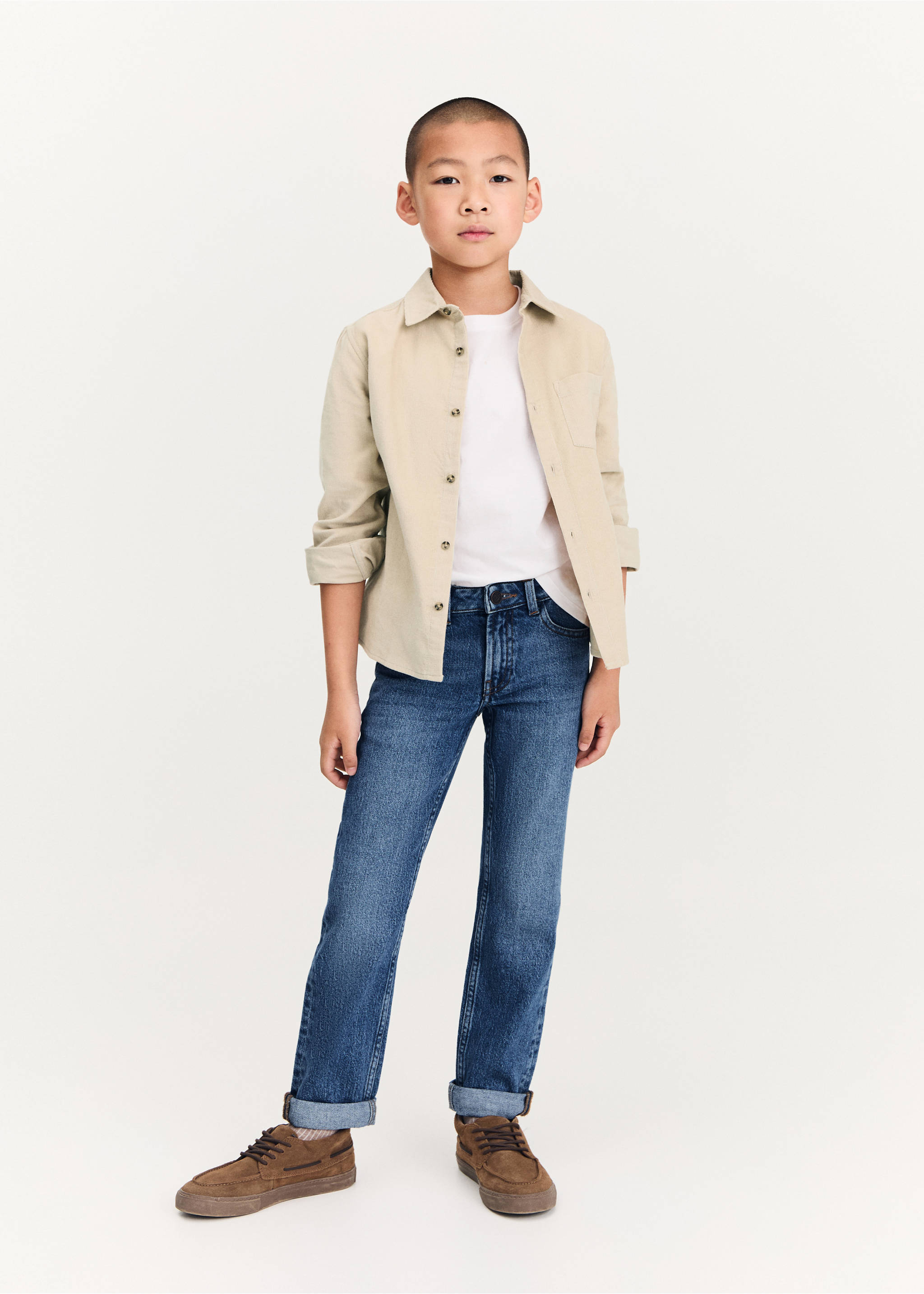 Straight jeans with turn-up - General plane, Dark Blue. Ref: 77023260-00.