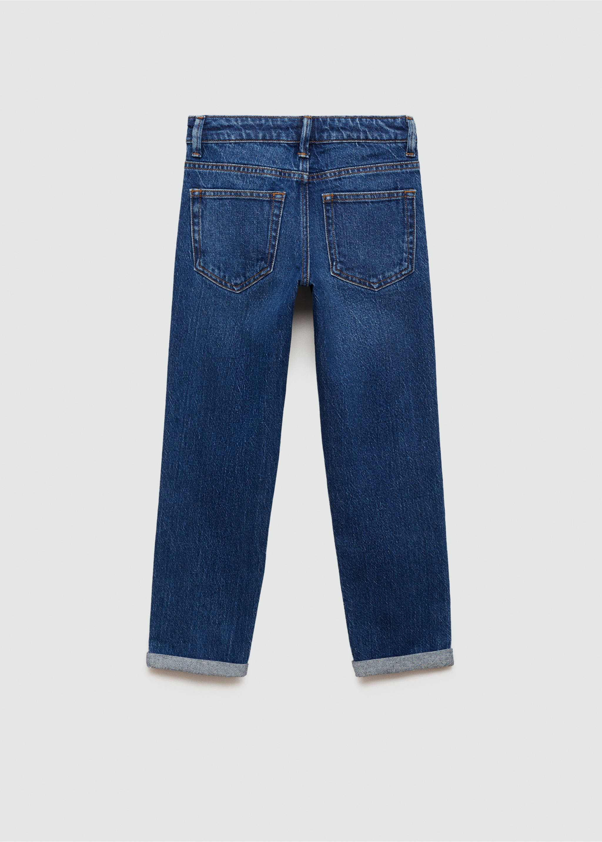 Straight jeans with turn-up - Reverse of the article, Dark Blue. Ref: 77023260-00.
