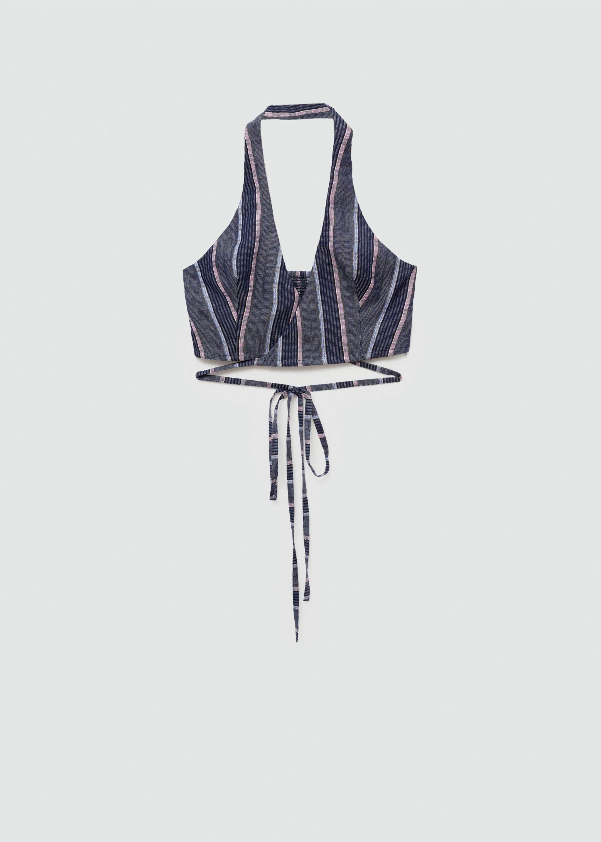Striped crop top - Article without model, Dark Navy. Ref: 77023261-00.