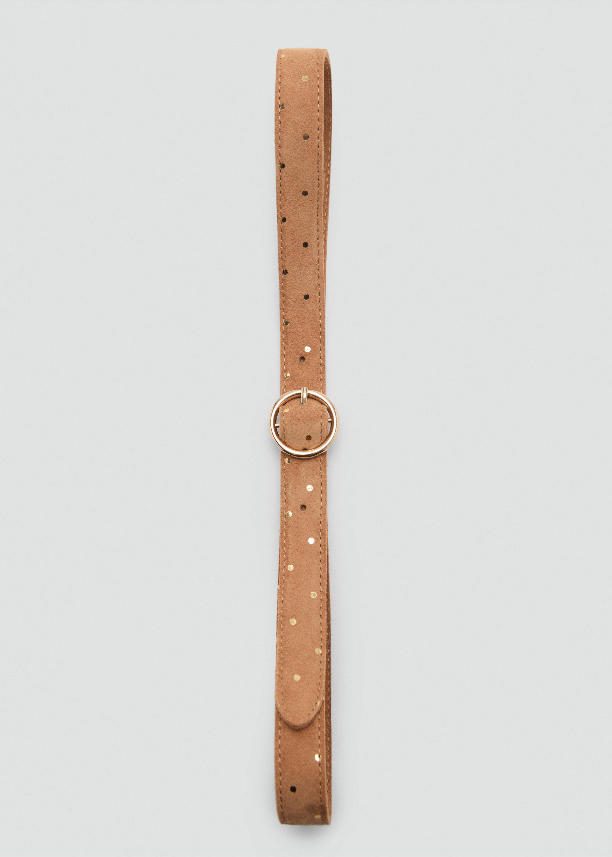 Polka-dot leather belt - Details of the article 1, Medium Brown. Ref: 77023262-00.