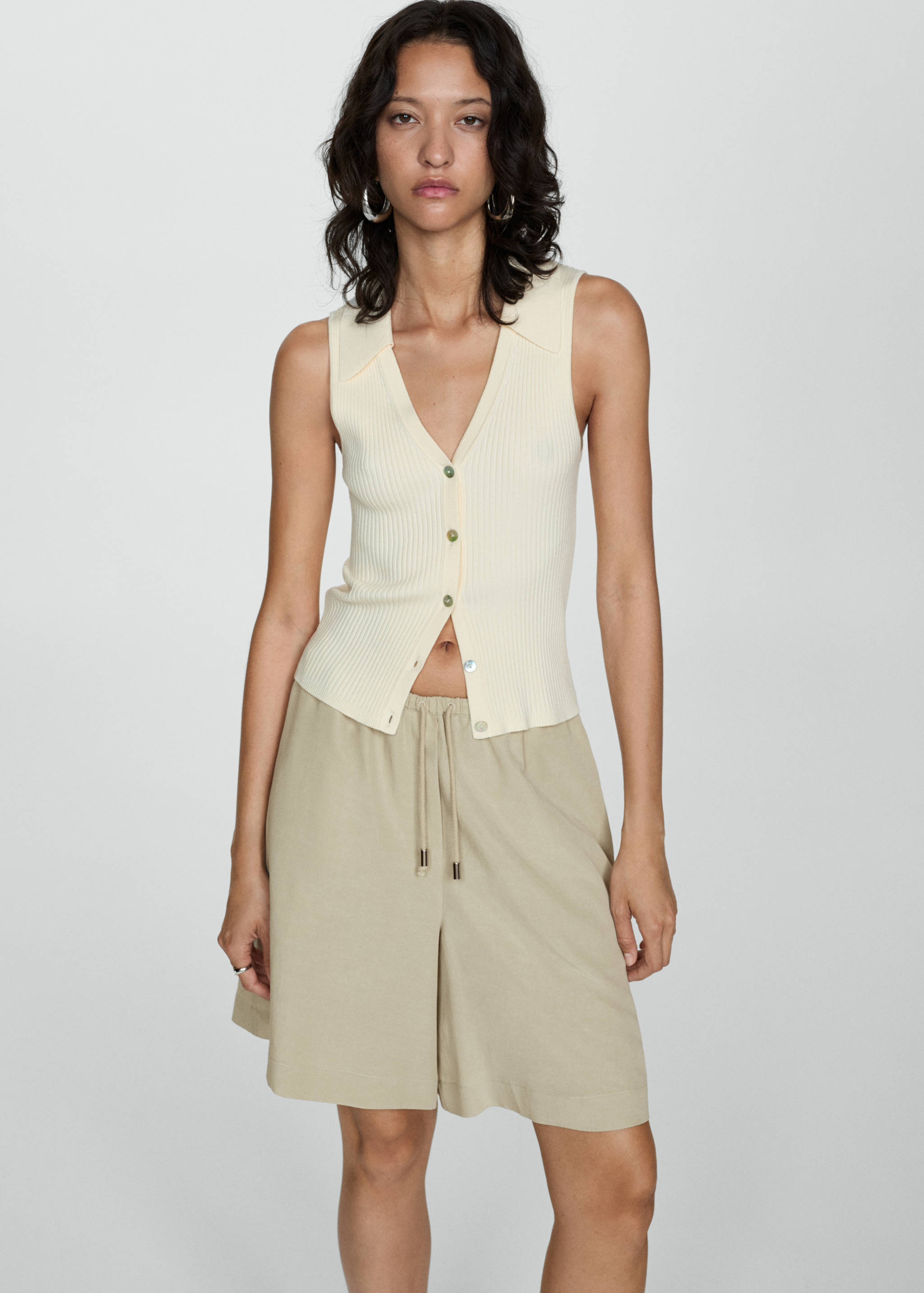 Wide leg lyocell bermuda shorts - Details of the article 2