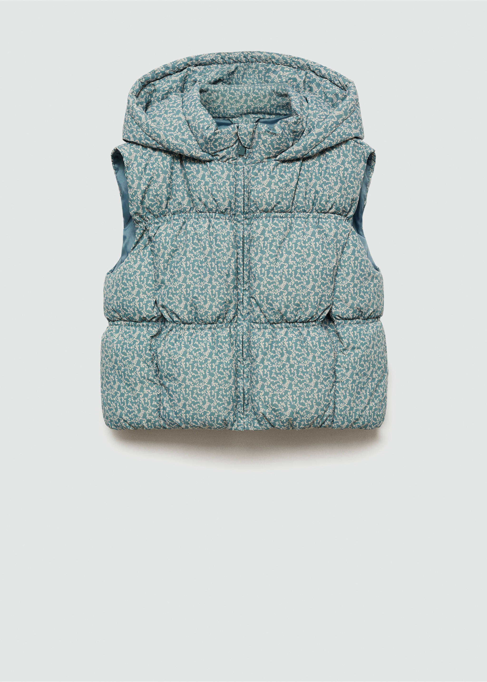 Printed quilted gilet - Article without model, Pastel Green. Ref: 77023270-00.