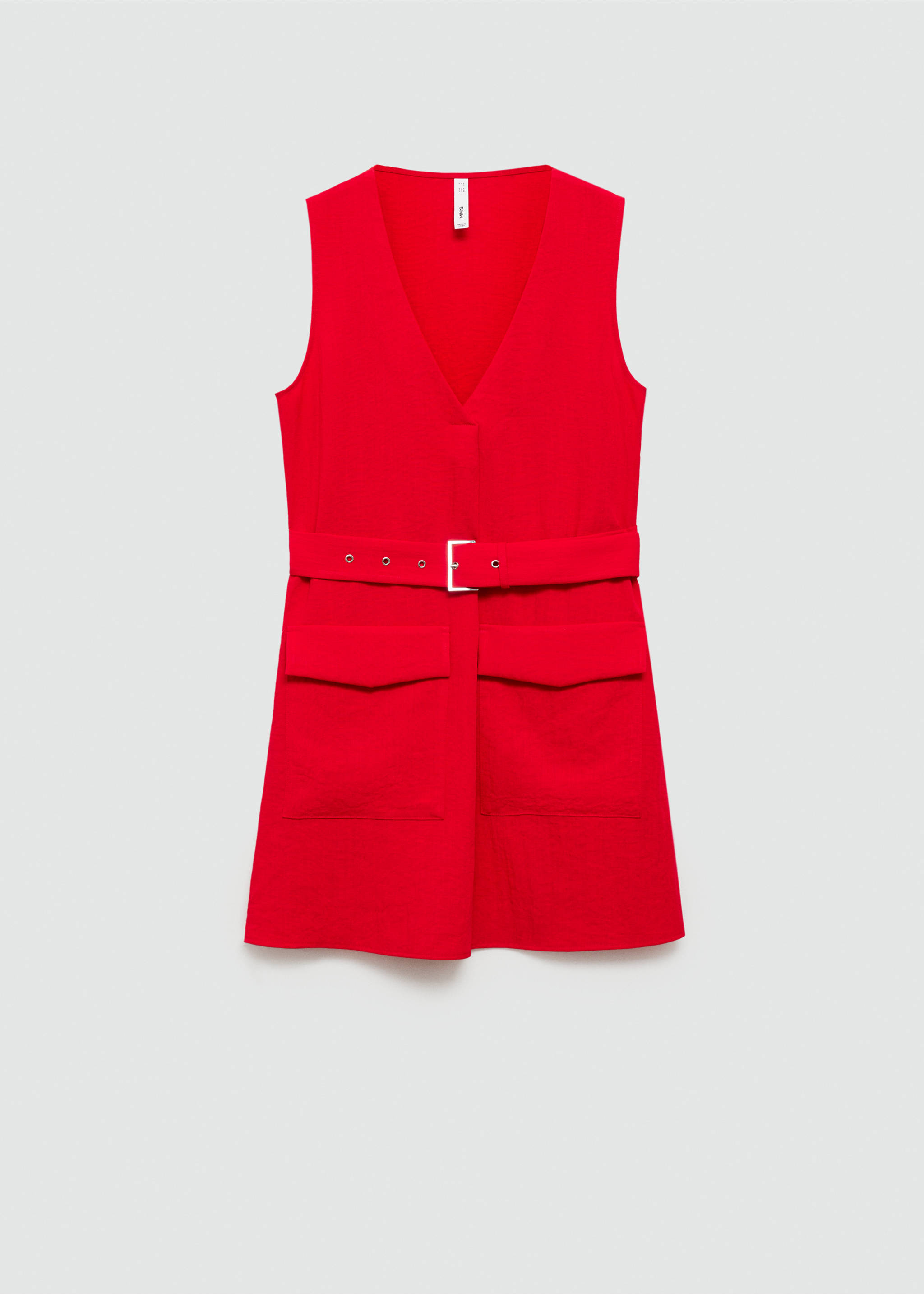 Dress with pockets and belt - Article without model, Red. Ref: 77023272-00.