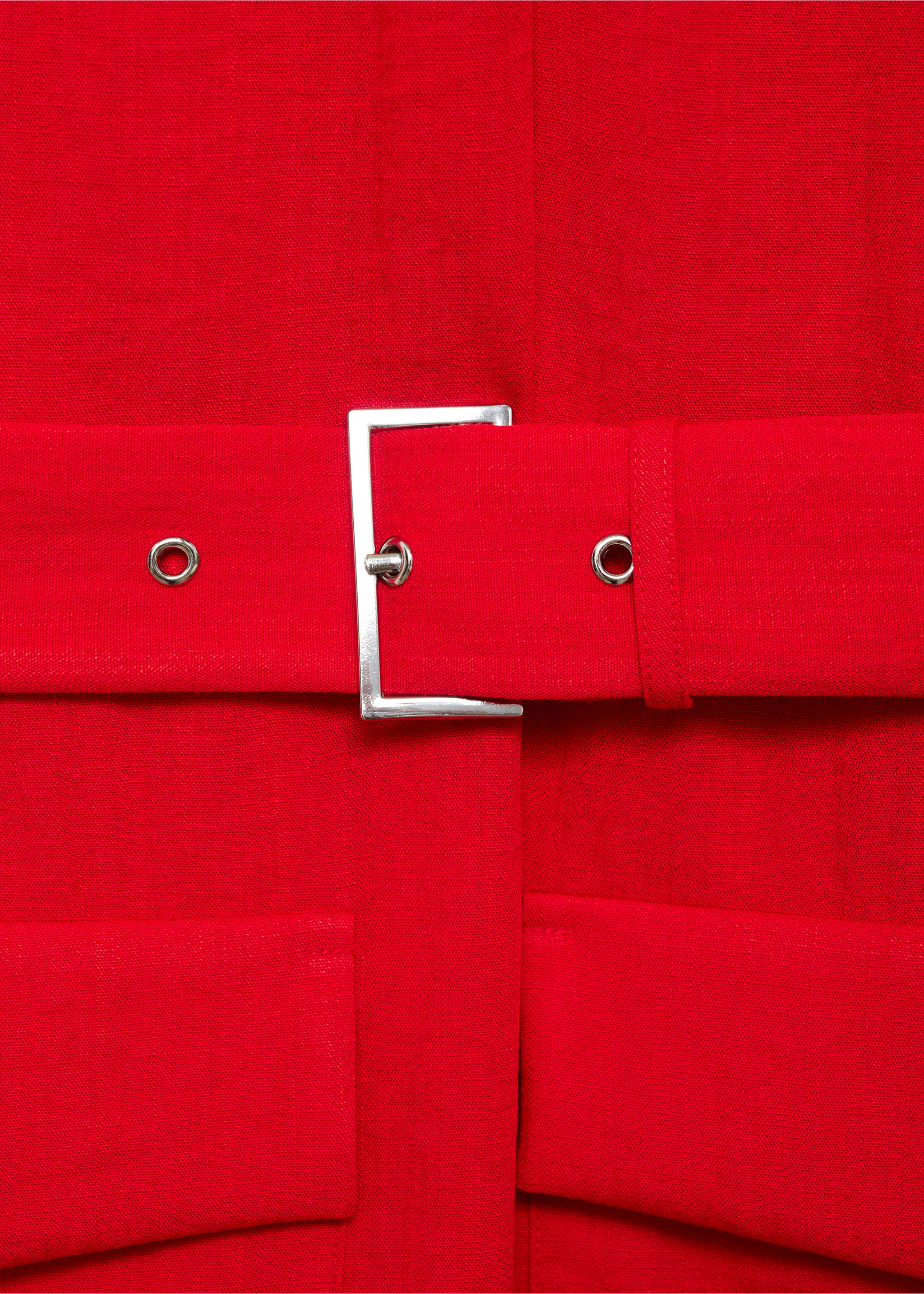 Dress with pockets and belt - Details of the article 0, Red. Ref: 77023272-00.
