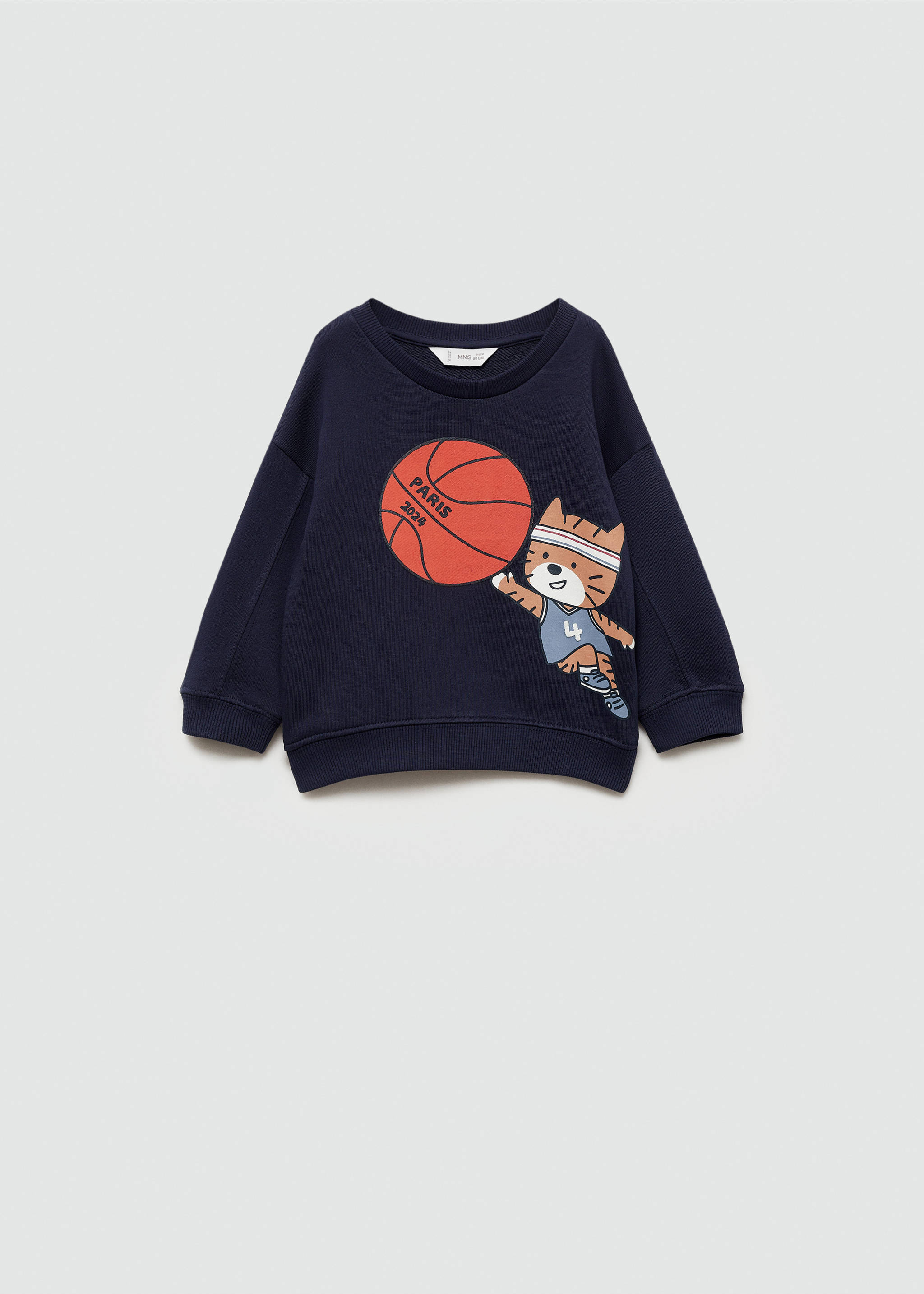 Printed cotton sweatshirt - Article without model, Dark Navy. Ref: 77023287-00.