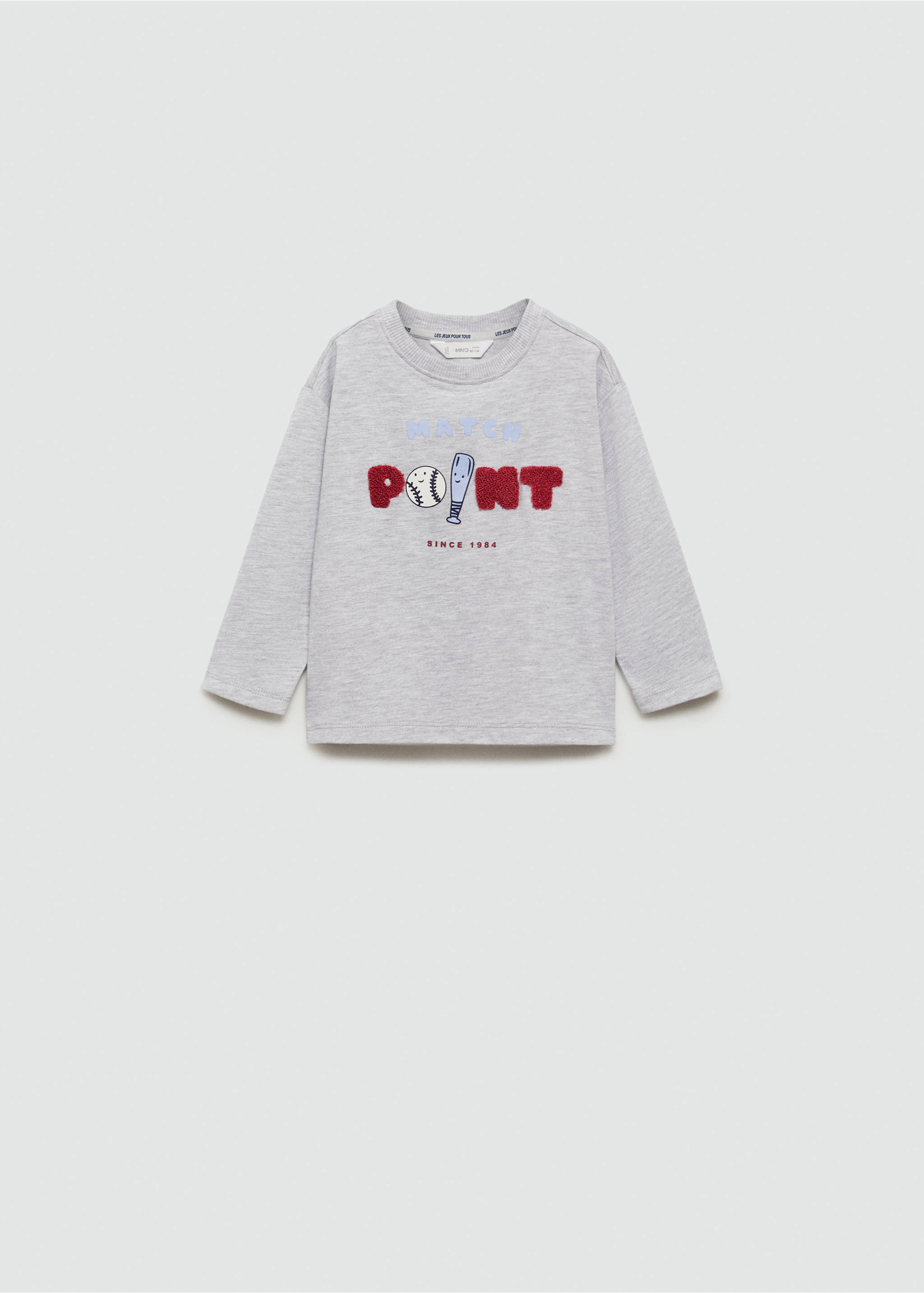 Μπλούζα μακρυμάνικη τύπωμα ανάγλυφο - Προϊόν χωρίς μοντέλο, Γκρι Μέτριο Μελανζέ. Ref: 77023290-00.