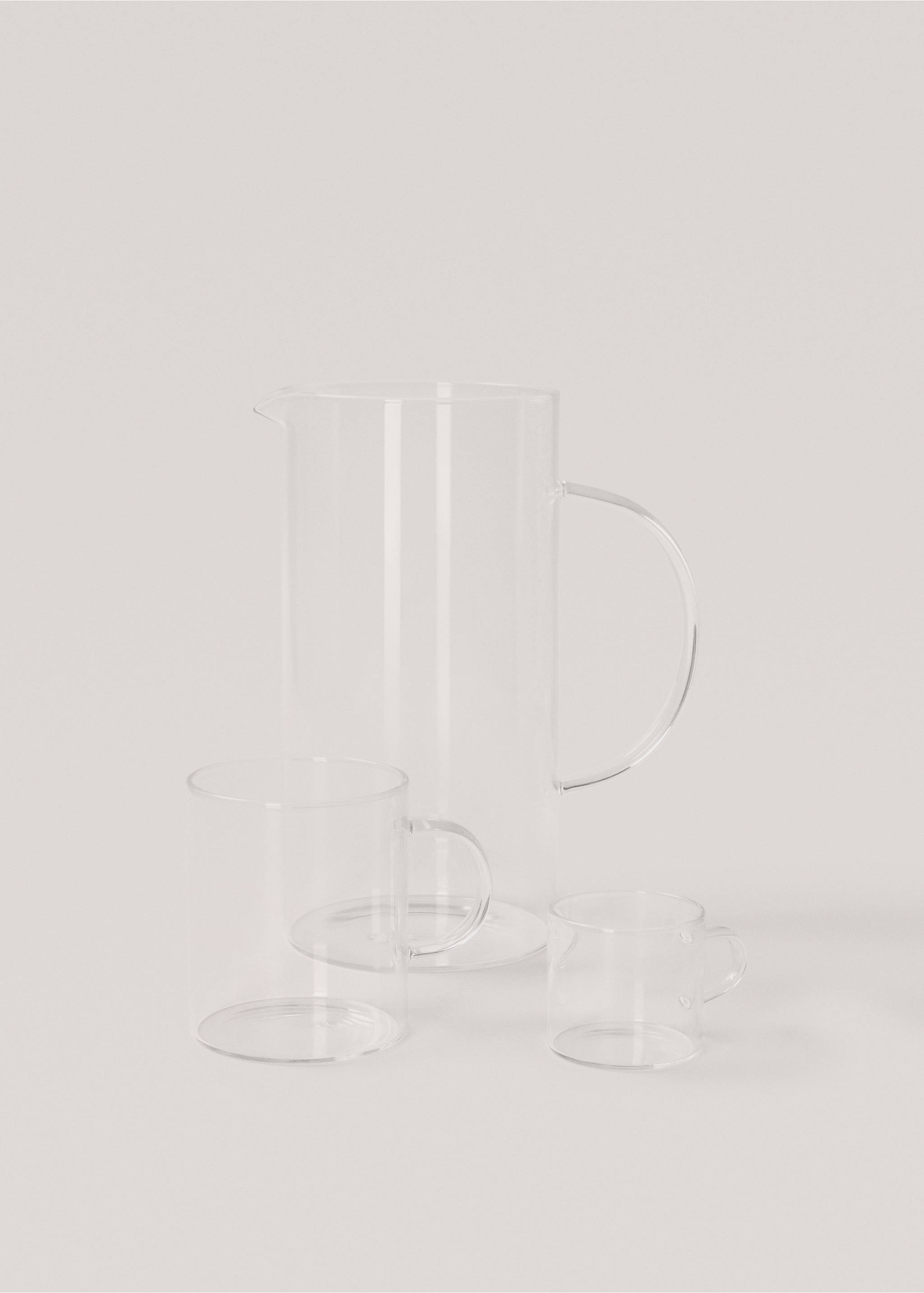 Large borosilicate jug with design and handle - Details of the article 3, Ice Grey. Ref: 77023294-00.