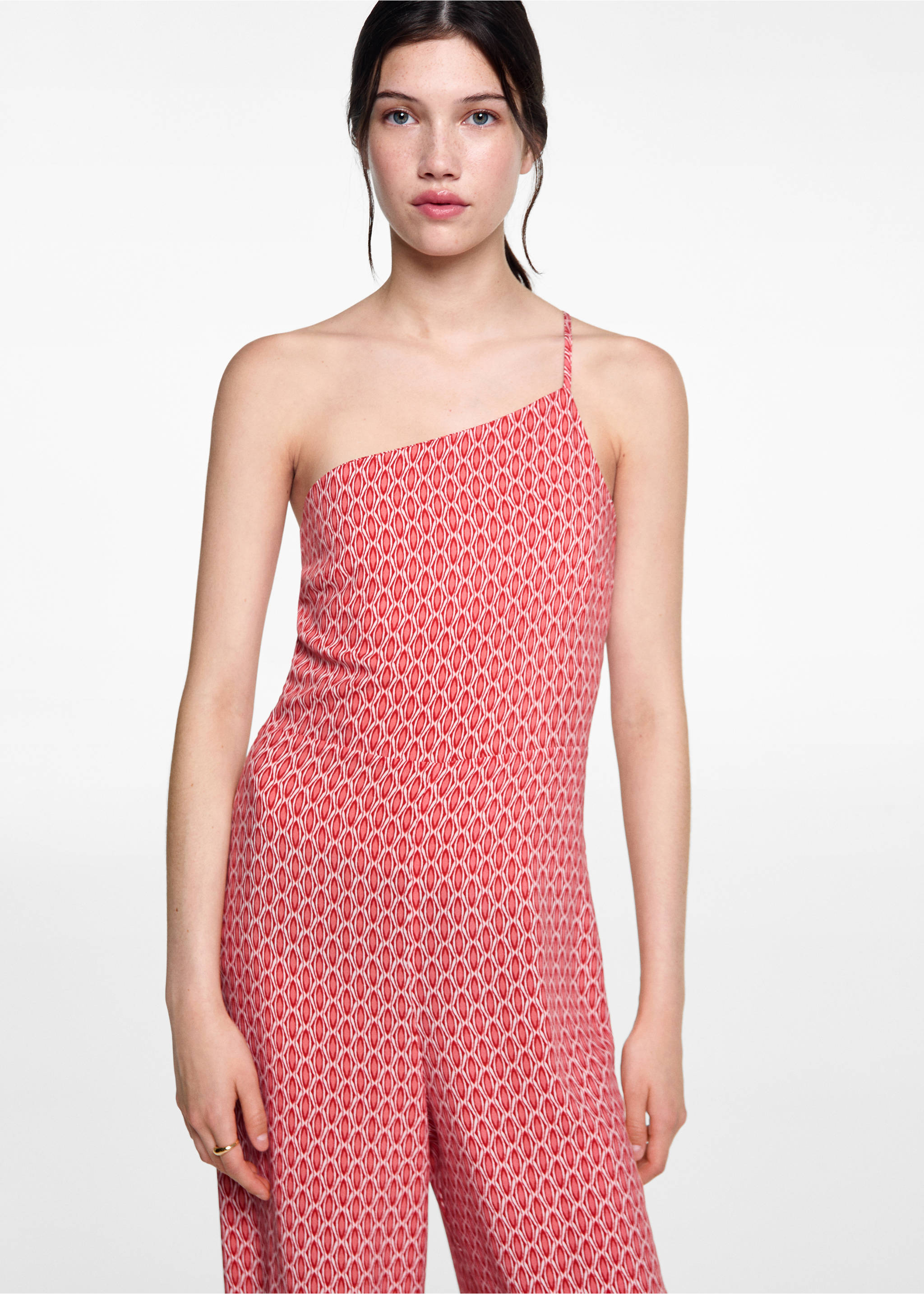 Asymmetrischer Print-Jumpsuit - Mittlere Ansicht, Rot. Ref: 77023296-00.