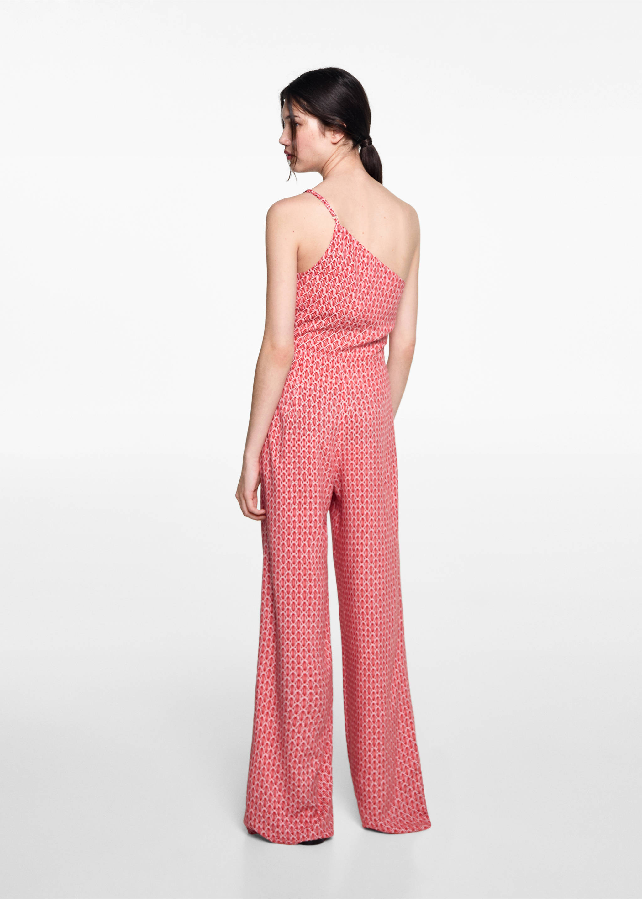 Asymmetrischer Print-Jumpsuit - Rückseite des Artikels, Rot. Ref: 77023296-00.