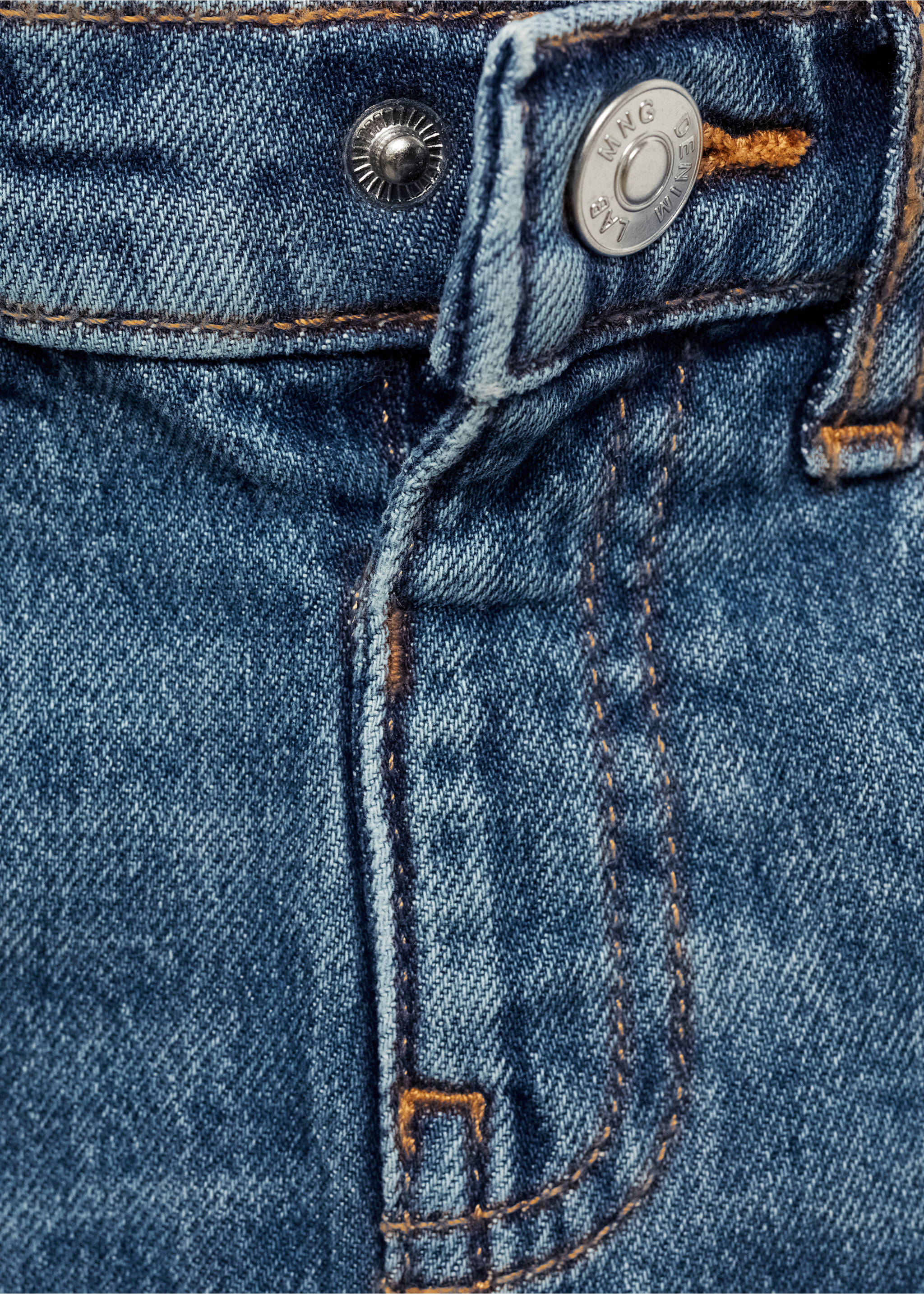 Drawstring waist jeans - Details of the article 8, Medium Blue. Ref: 77023667-00.