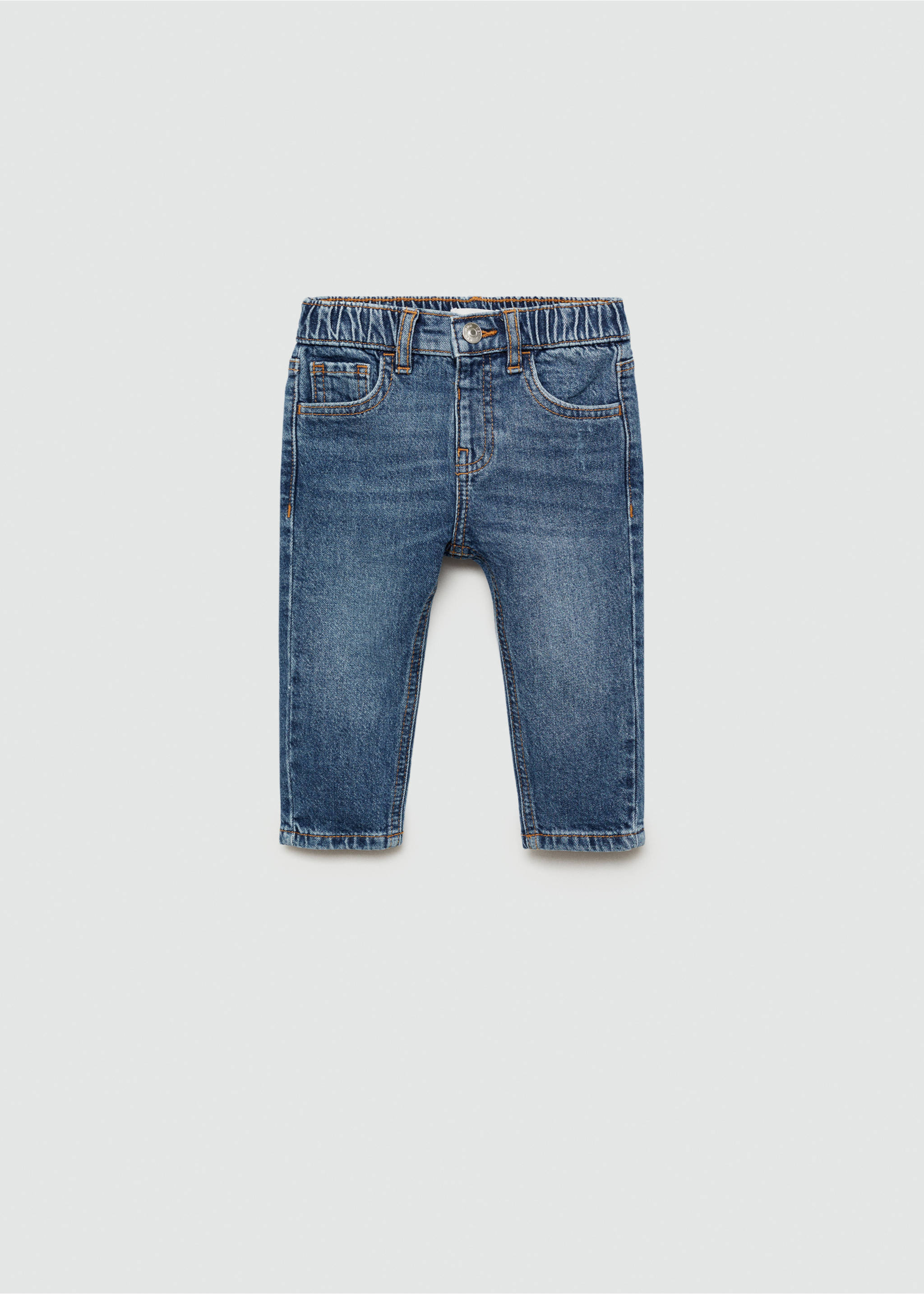 Drawstring waist jeans - Article without model, Medium Blue. Ref: 77023667-00.