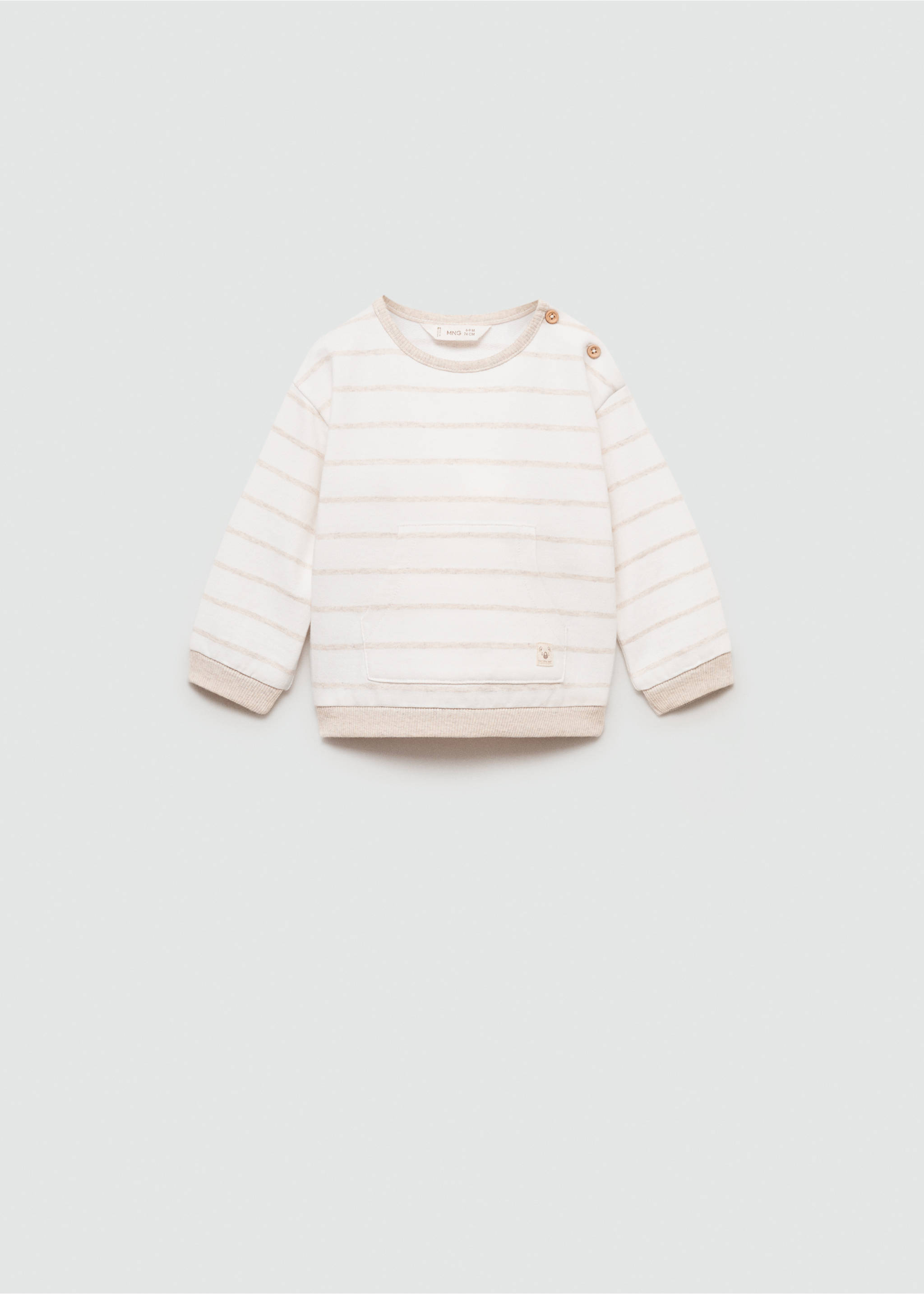 Gestreiftes Baumwoll-Sweatshirt - Artikel ohne Model, Sandfarben. Ref: 77023670-00.