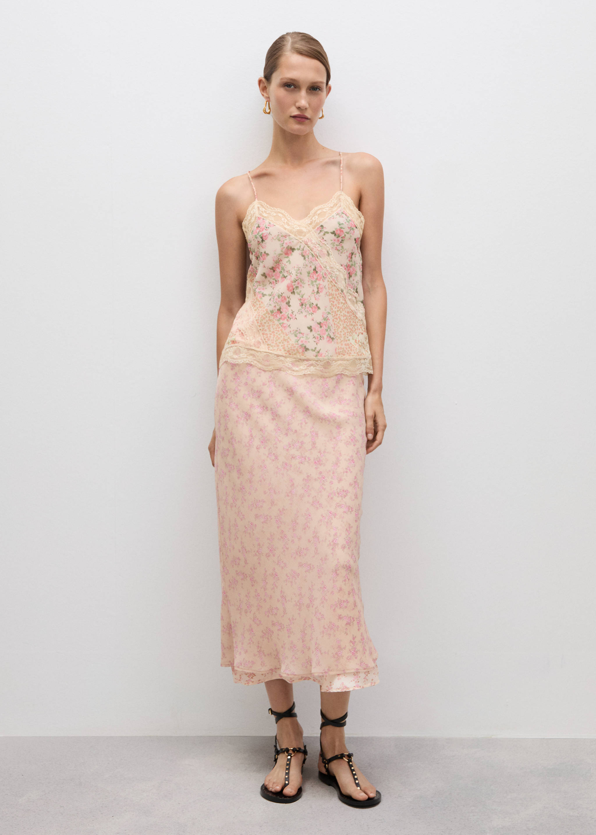 Top estampado renda - Plano geral