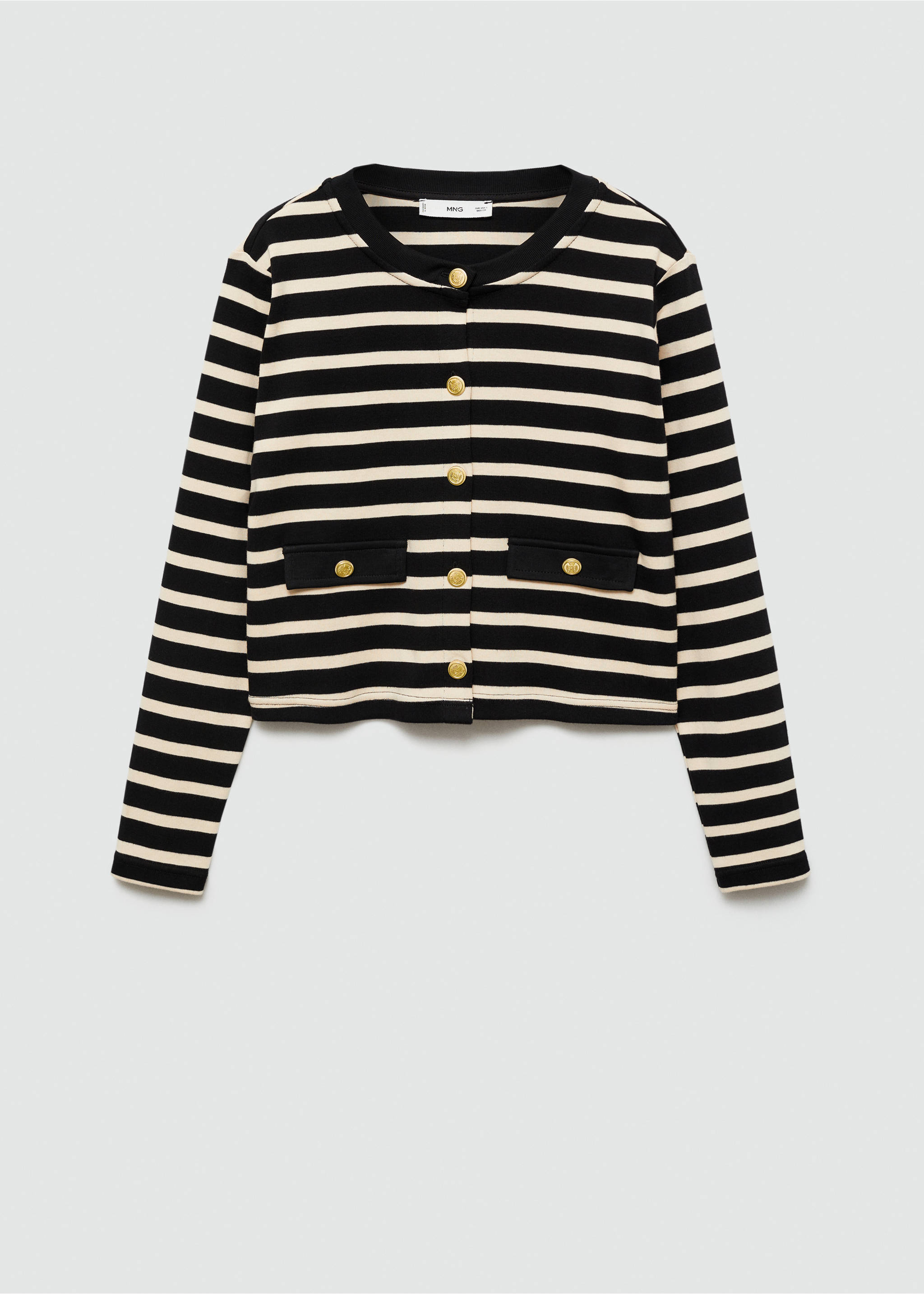 Striped cardigan with buttons - Article without model, Black. Ref: 77024026-00.