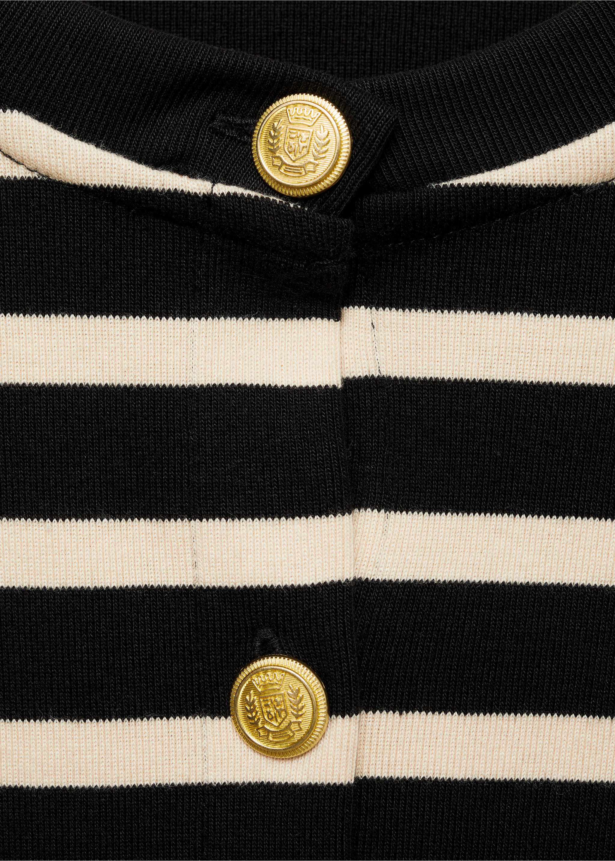 Striped cardigan with buttons - Details of the article 8, Black. Ref: 77024026-00.
