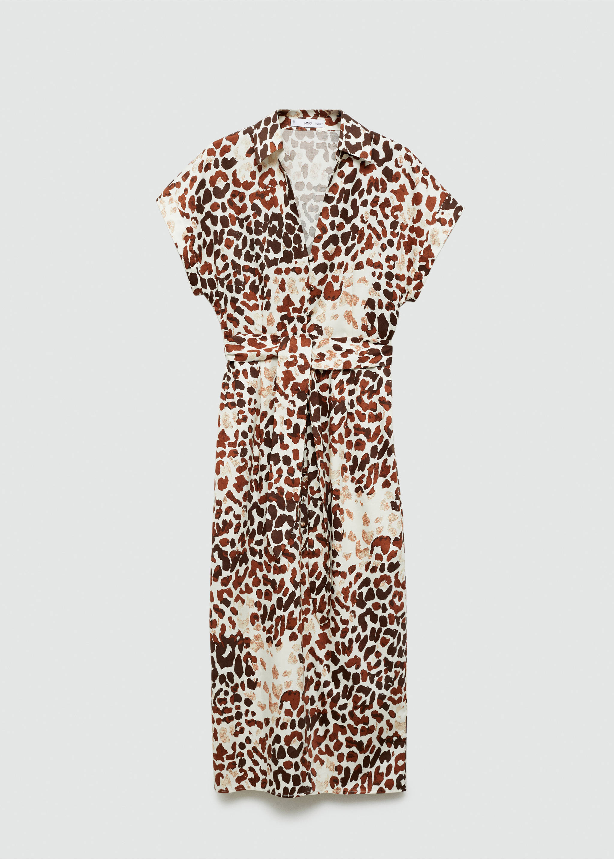 Animal-print dress with bow - Article without model, Ecru. Ref: 77024031-00.
