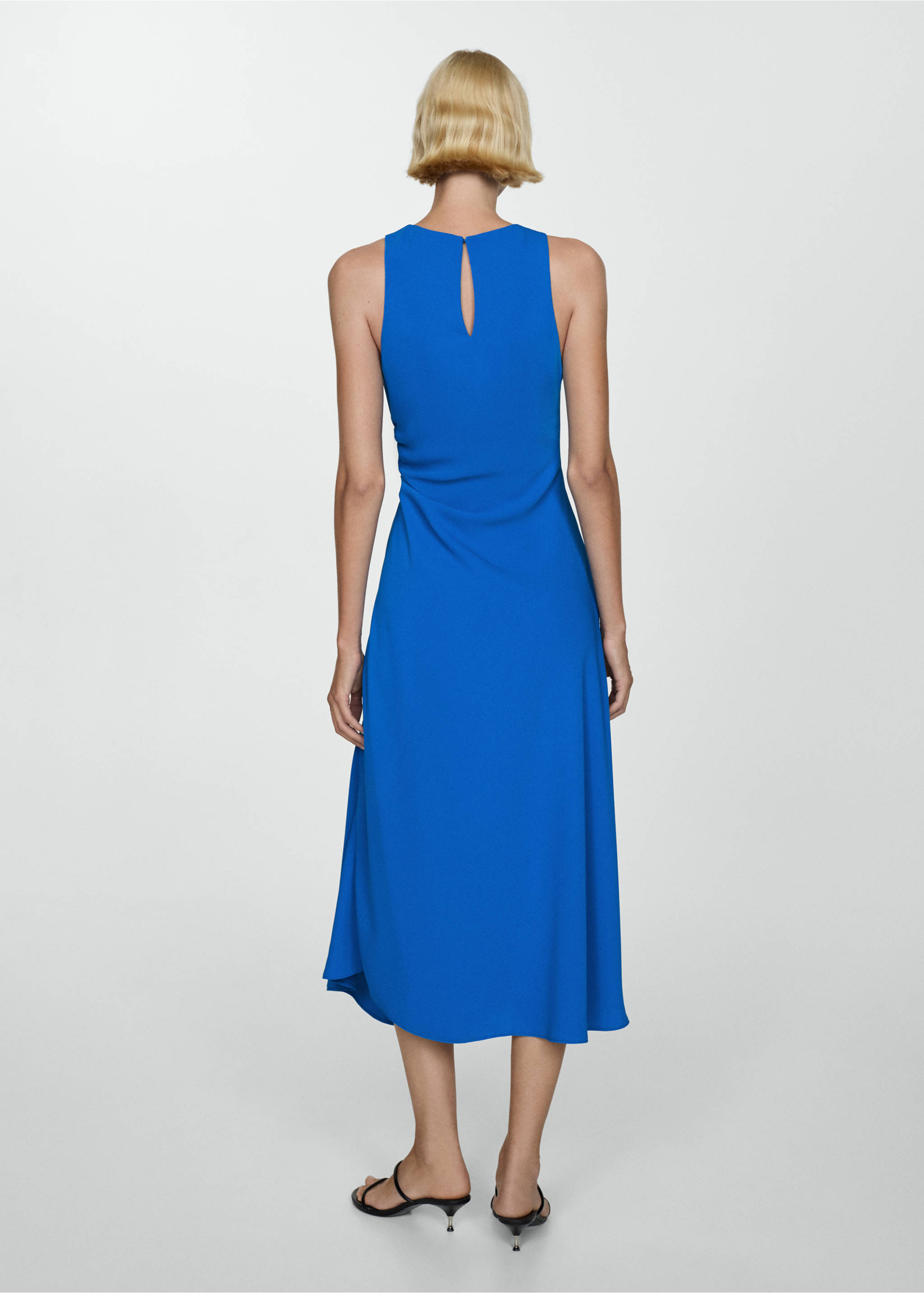 Midi-dress with draped detail - Reverse of the article, Blue. Ref: 77024032-00.