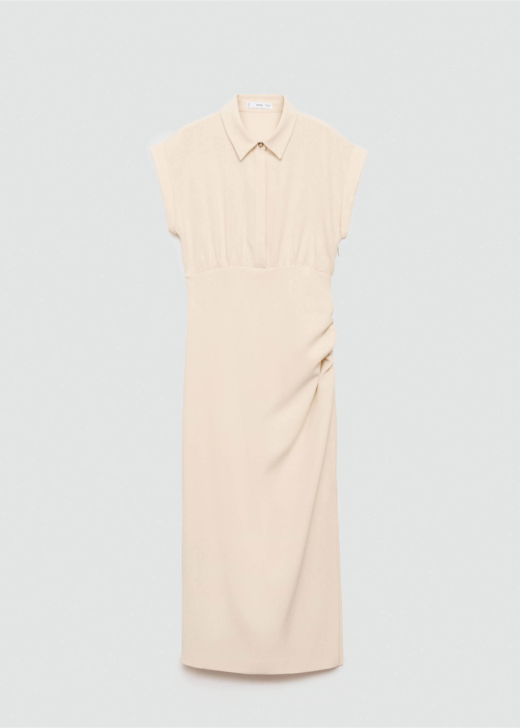 Draped shirt dress - Article without model, Ecru. Ref: 77024033-00.