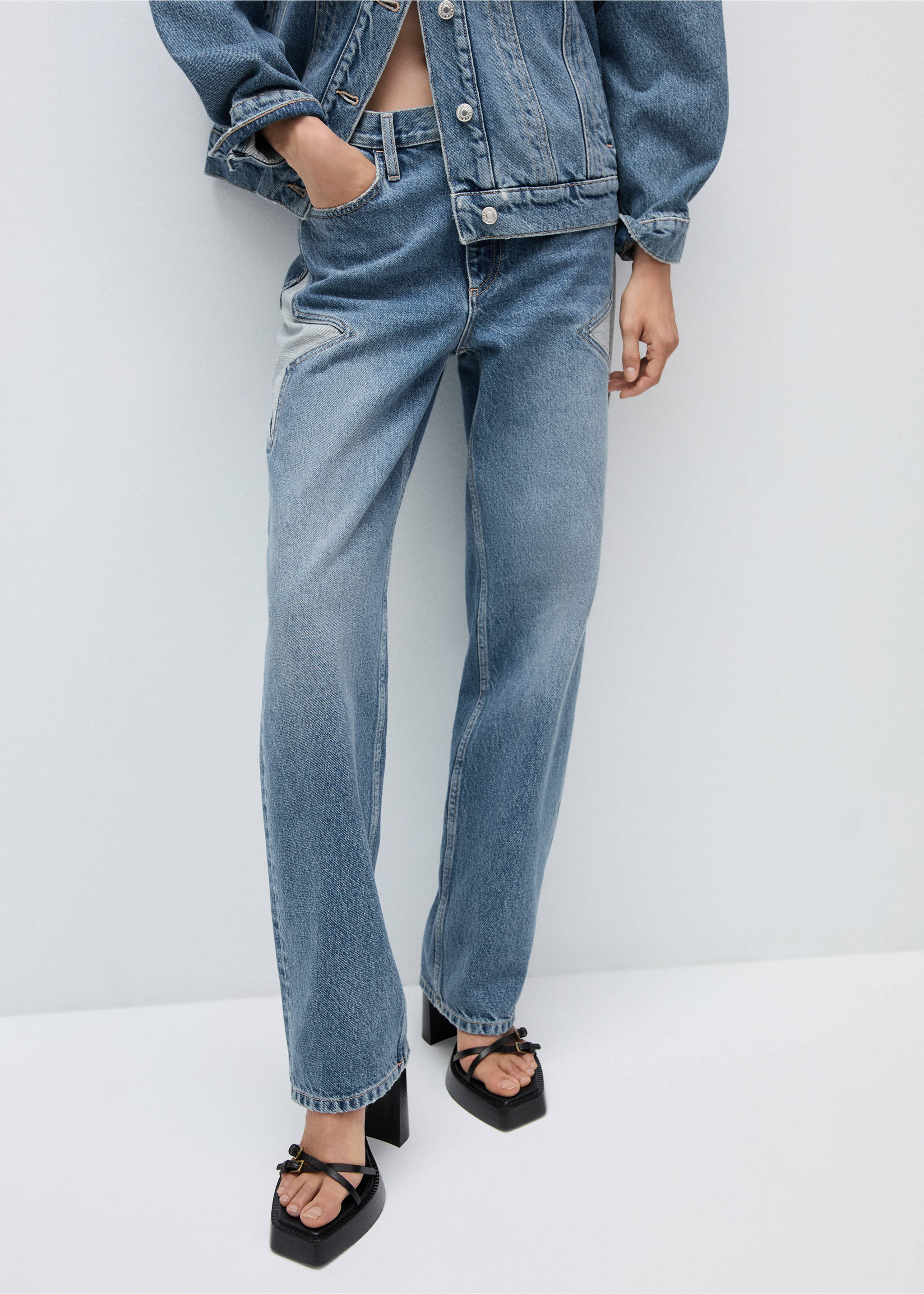 Straight-fit jeans with stars - Medium plane, Medium Blue. Ref: 77024067-00.