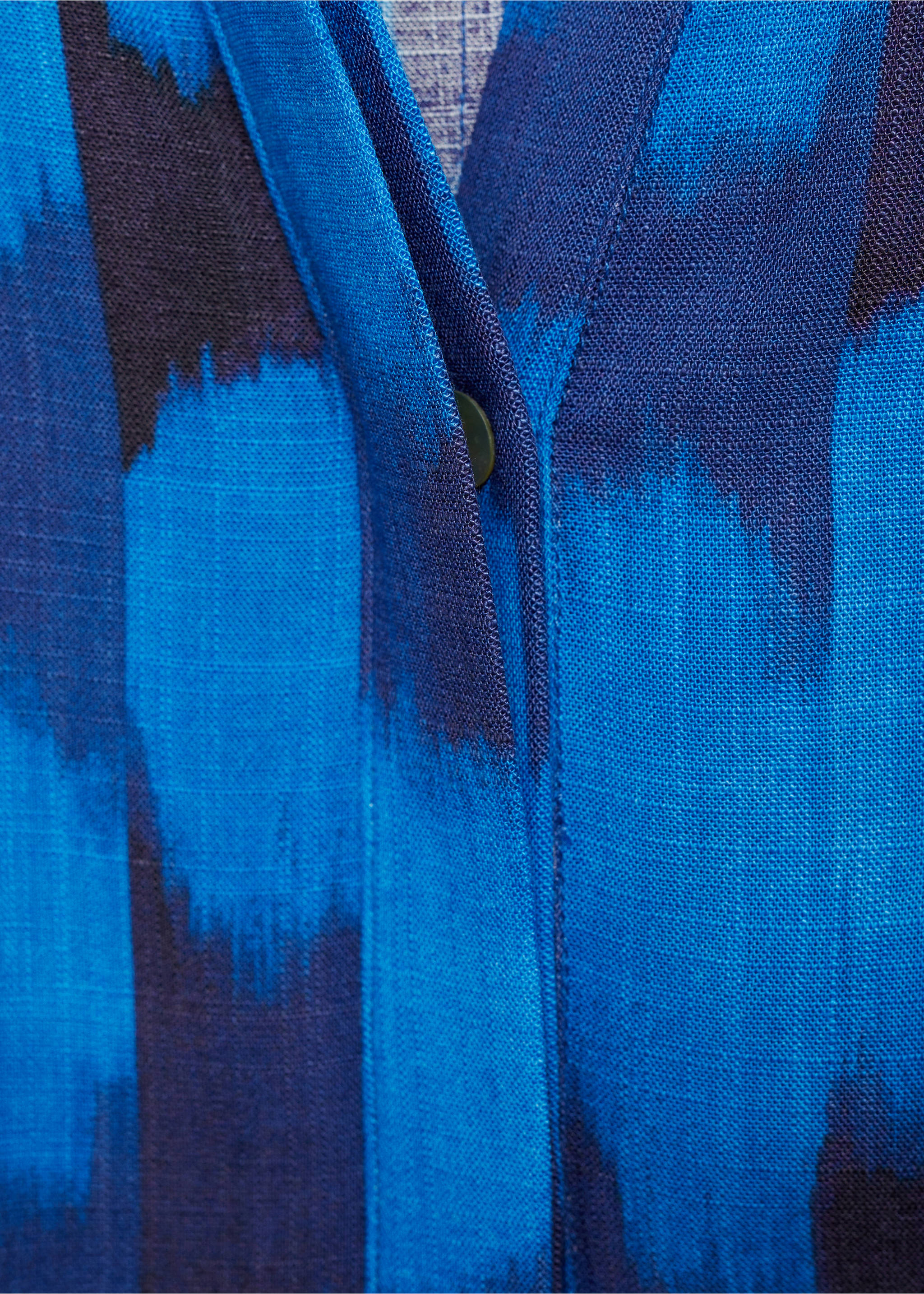 Belt printed dress - Details of the article 8, Blue. Ref: 77024072-00.