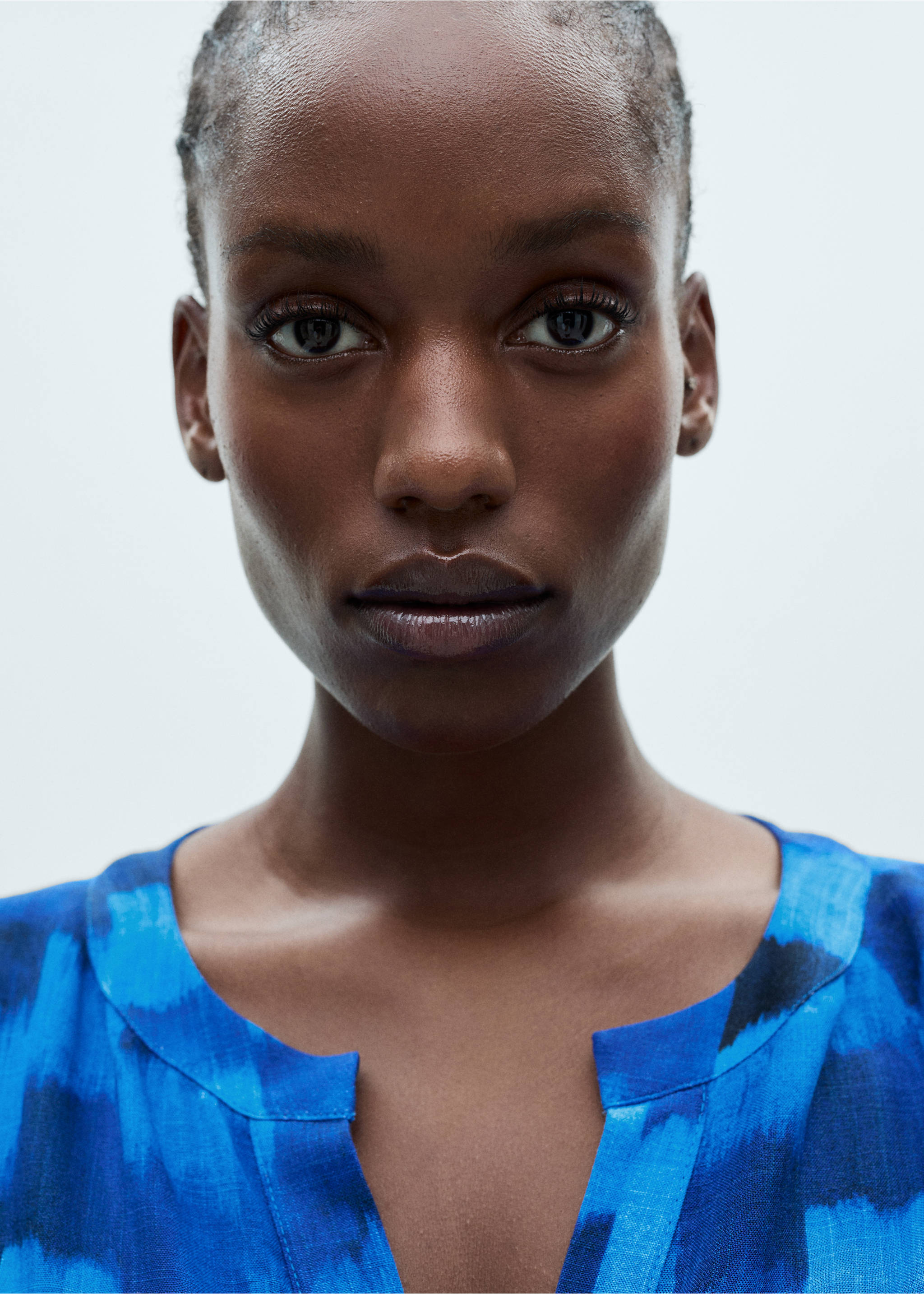 Belt printed dress - Details of the article 4, Blue. Ref: 77024072-00.