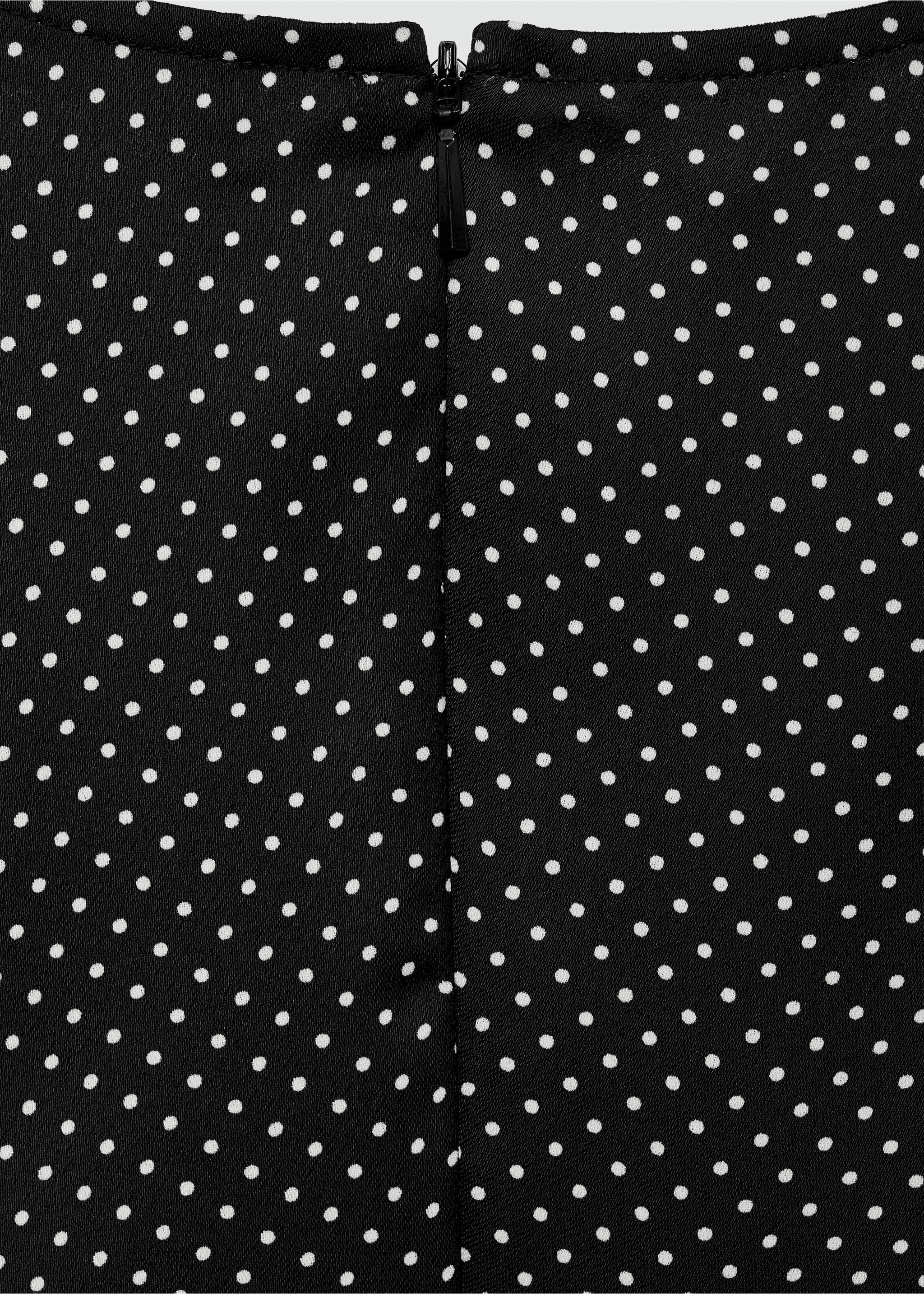 Polka-dot dress with side pleats - Details of the article 0, Black. Ref: 77024074-00.